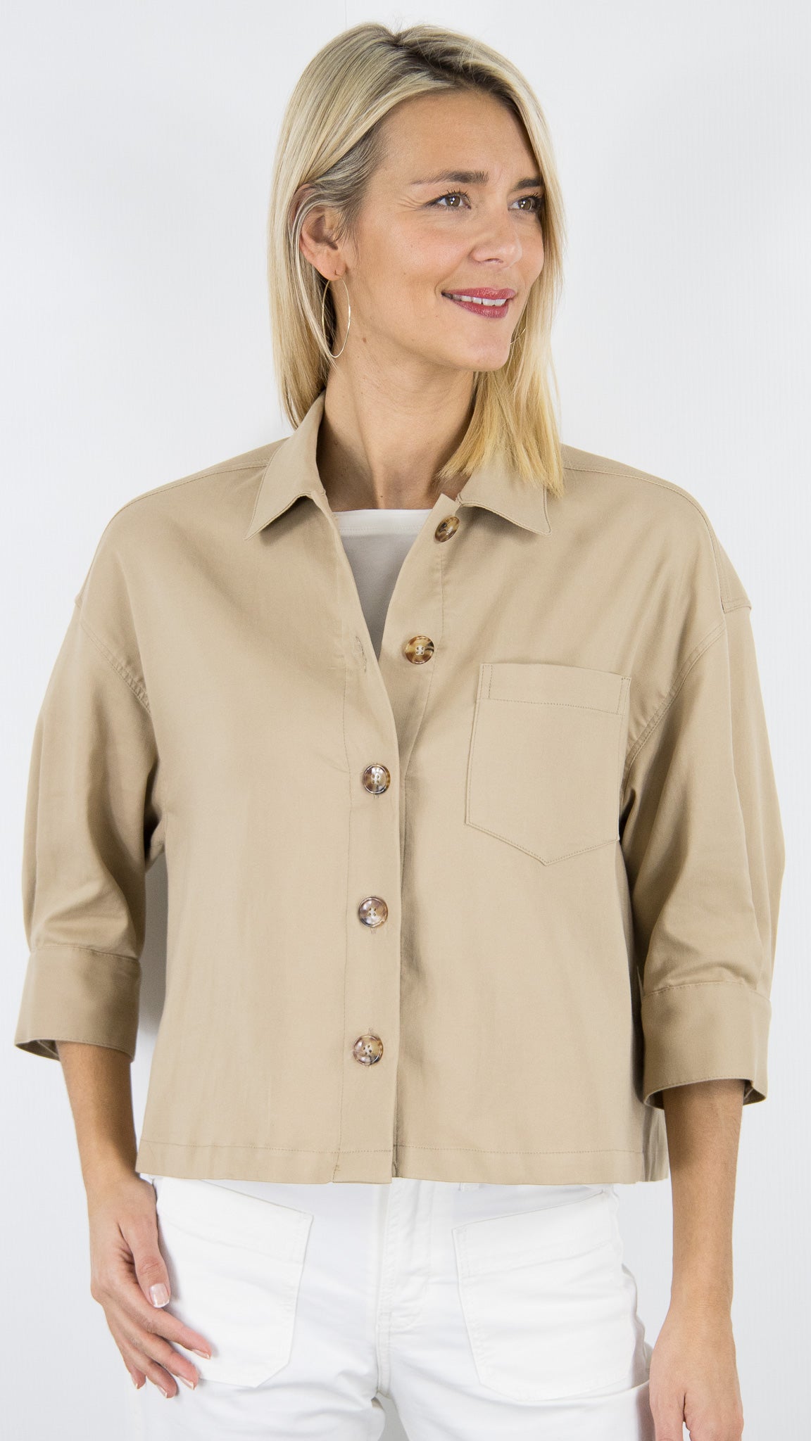 VESTE PALETOT EN COTON BEIGE POUR FEMME GERARD DAREL TENYA