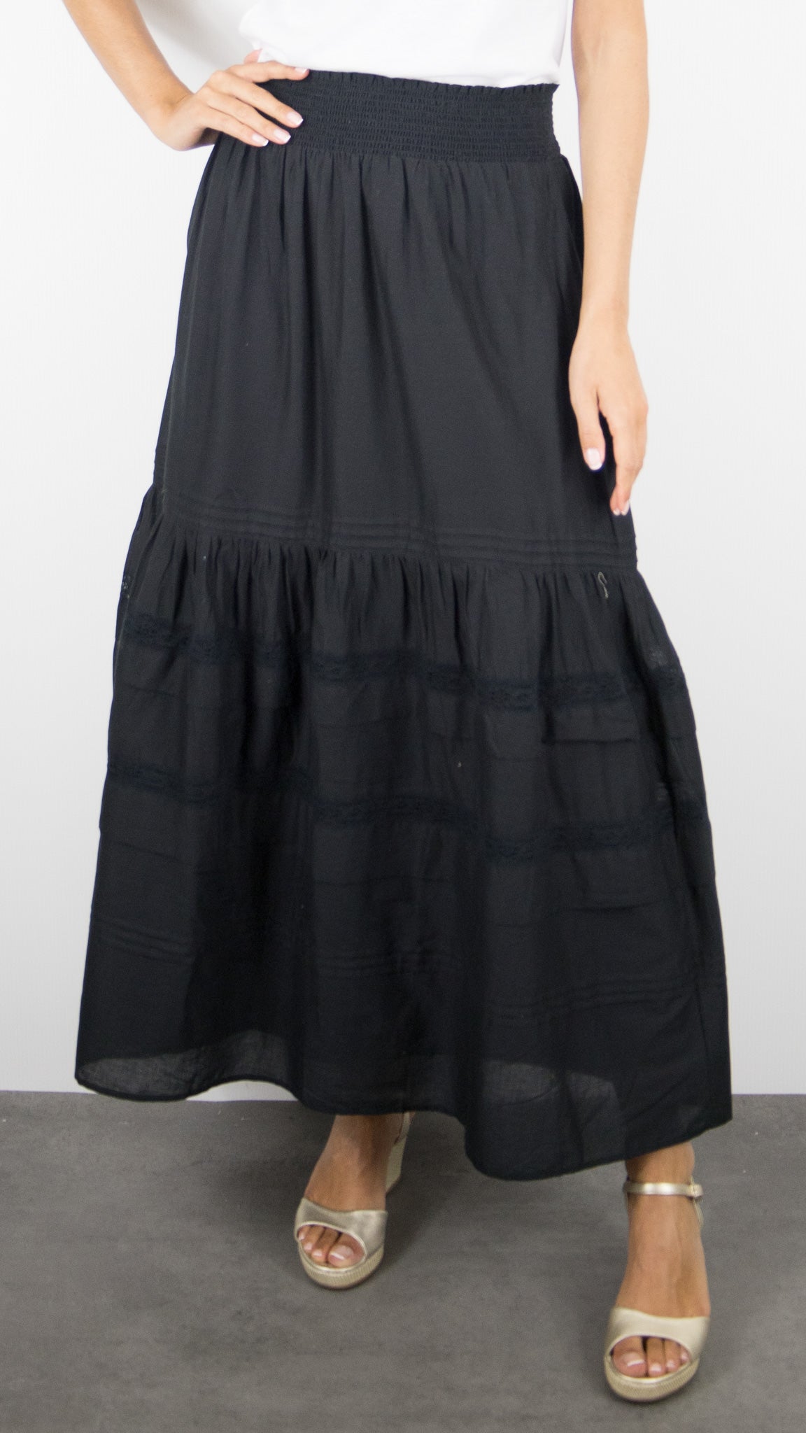 JUPON LONG BRODE EN CCOTON POUR FEMME DES PETITS HAUTS TESSIE#COLOR_NOIR