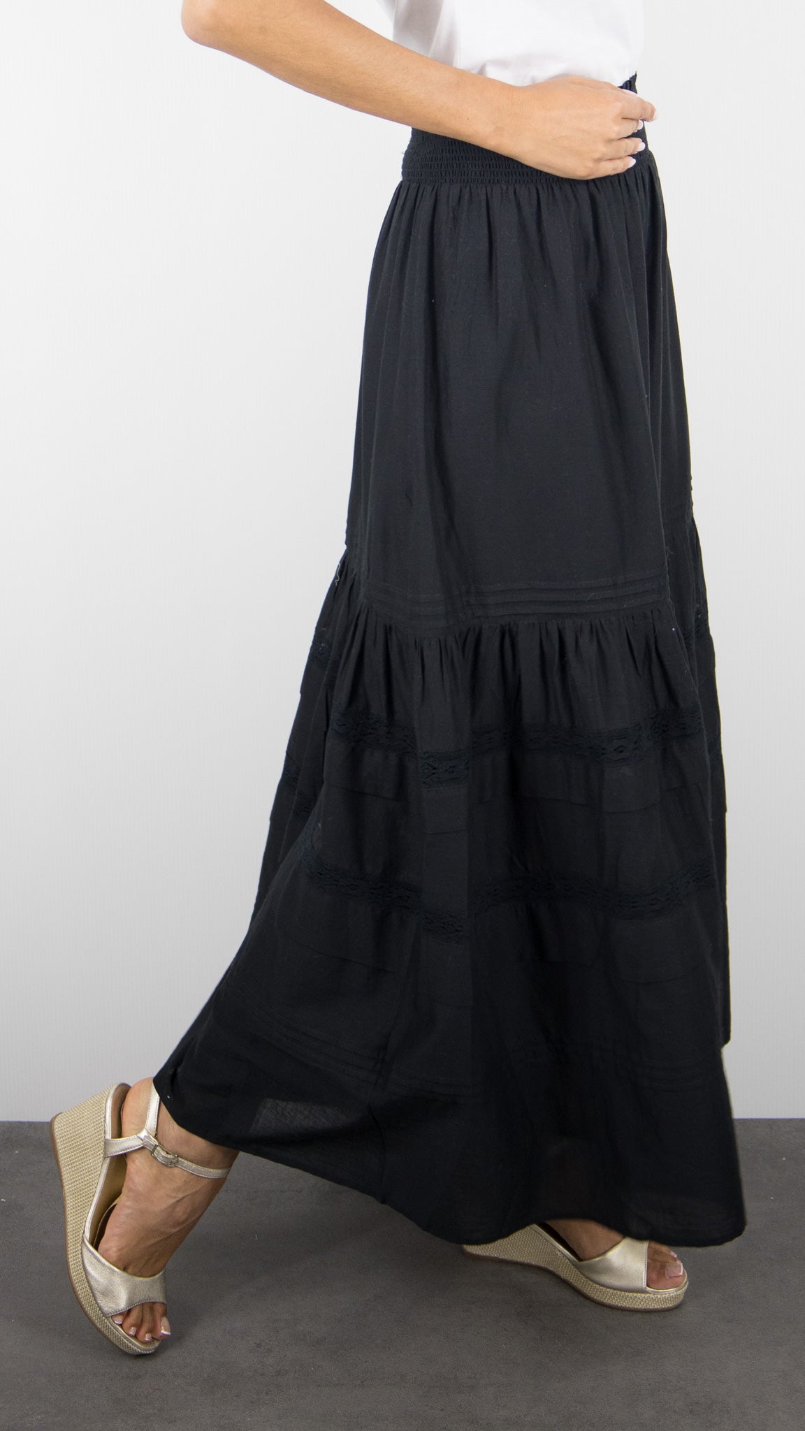 JUPON LONG BRODE EN CCOTON POUR FEMME DES PETITS HAUTS TESSIE#COLOR_NOIR