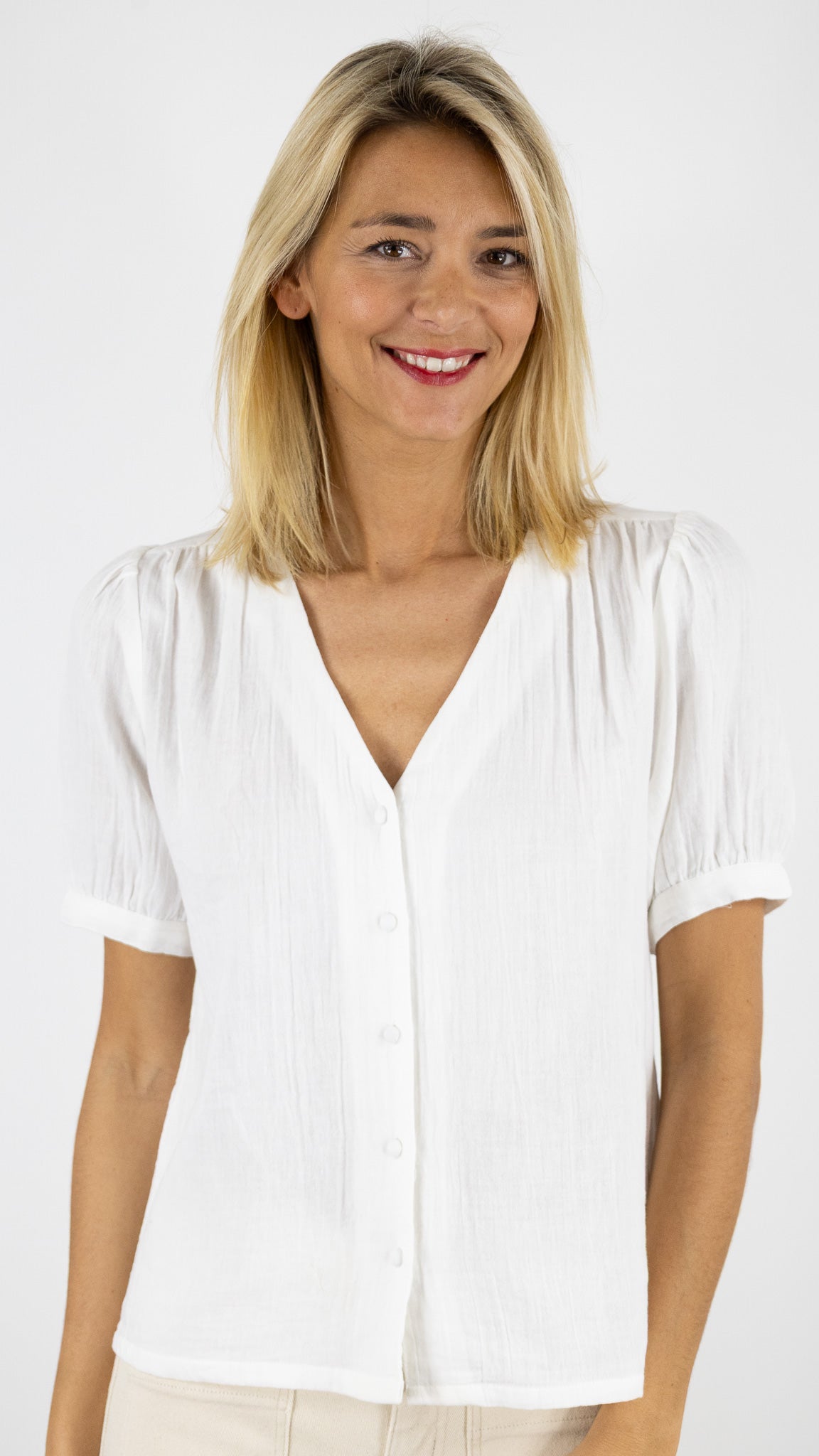 TOP EN GAZE DE COTON LA PETITE ETOILE TEVAN BLANC