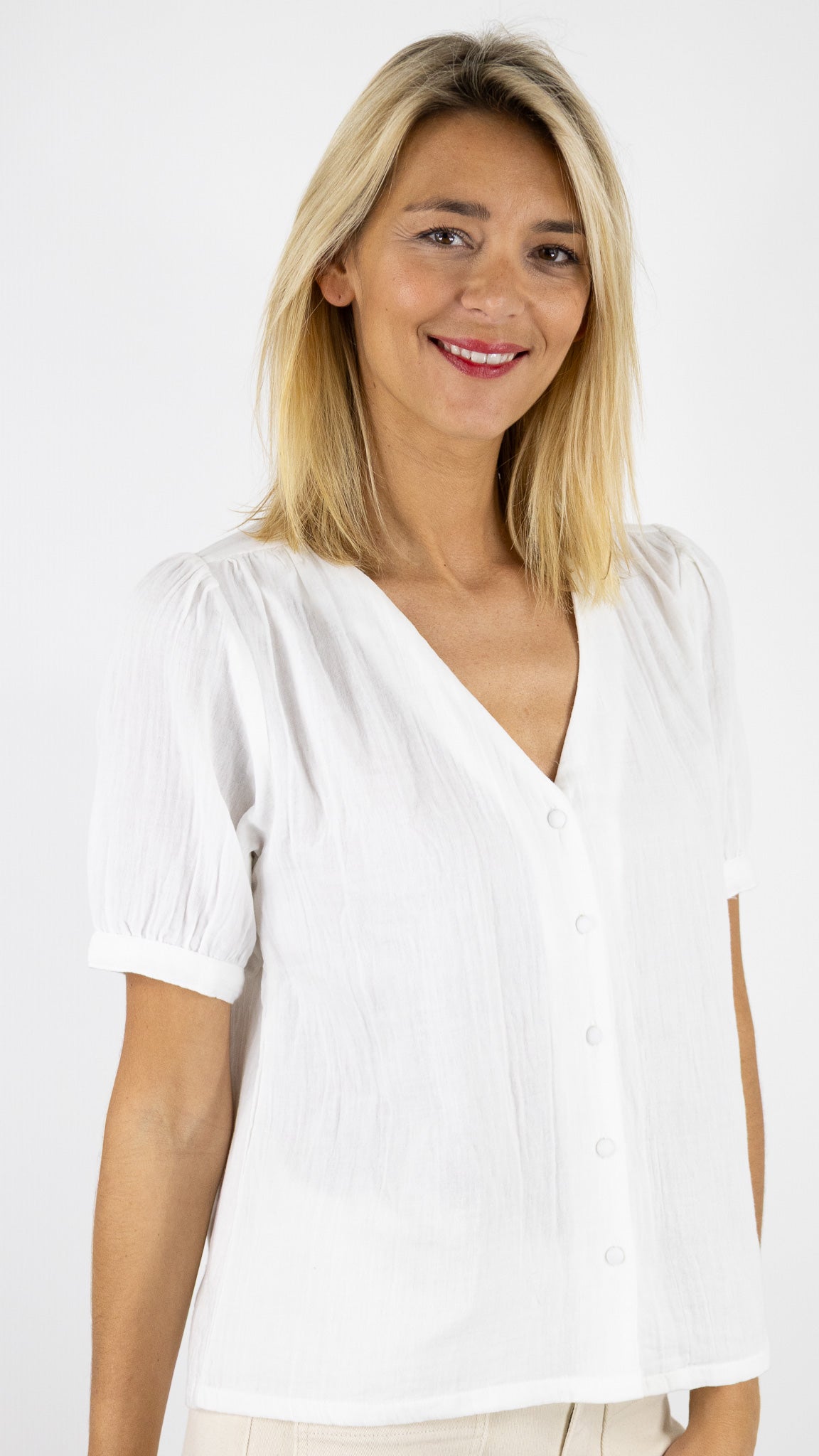 TOP EN GAZE DE COTON LA PETITE ETOILE TEVAN BLANC