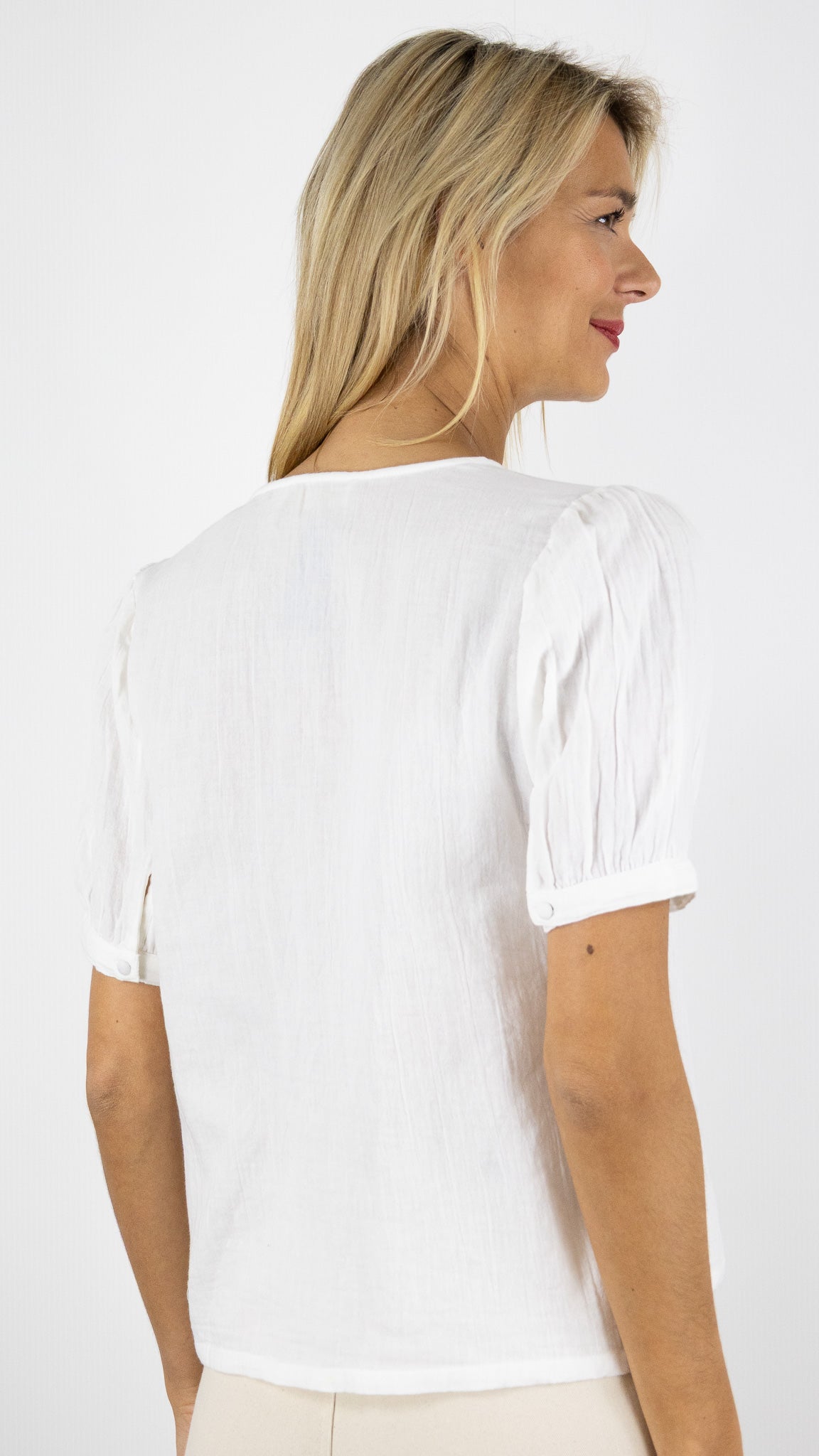 TOP EN GAZE DE COTON LA PETITE ETOILE TEVAN BLANC