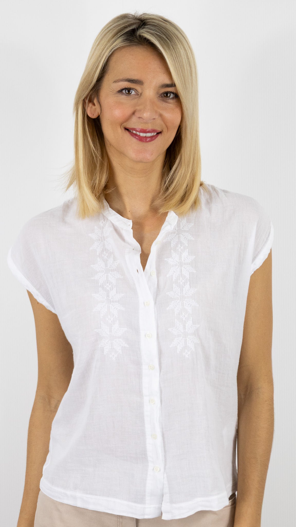 TEE SHIRT EN BRODE SANS MANCHES 100% COTON BLANC POUR FEMME TEZA HARTFORD#COLOR_01/BLANC