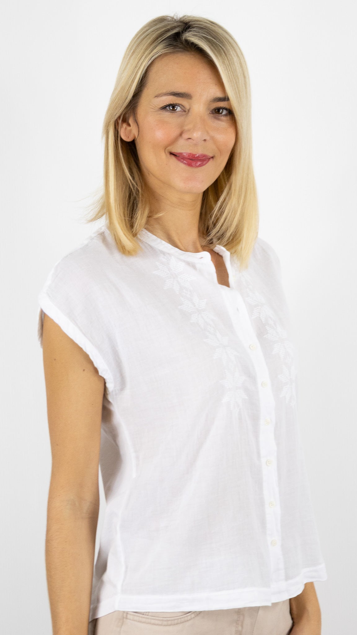 TEE SHIRT EN BRODE SANS MANCHES 100% COTON BLANC POUR FEMME TEZA HARTFORD#COLOR_01/BLANC