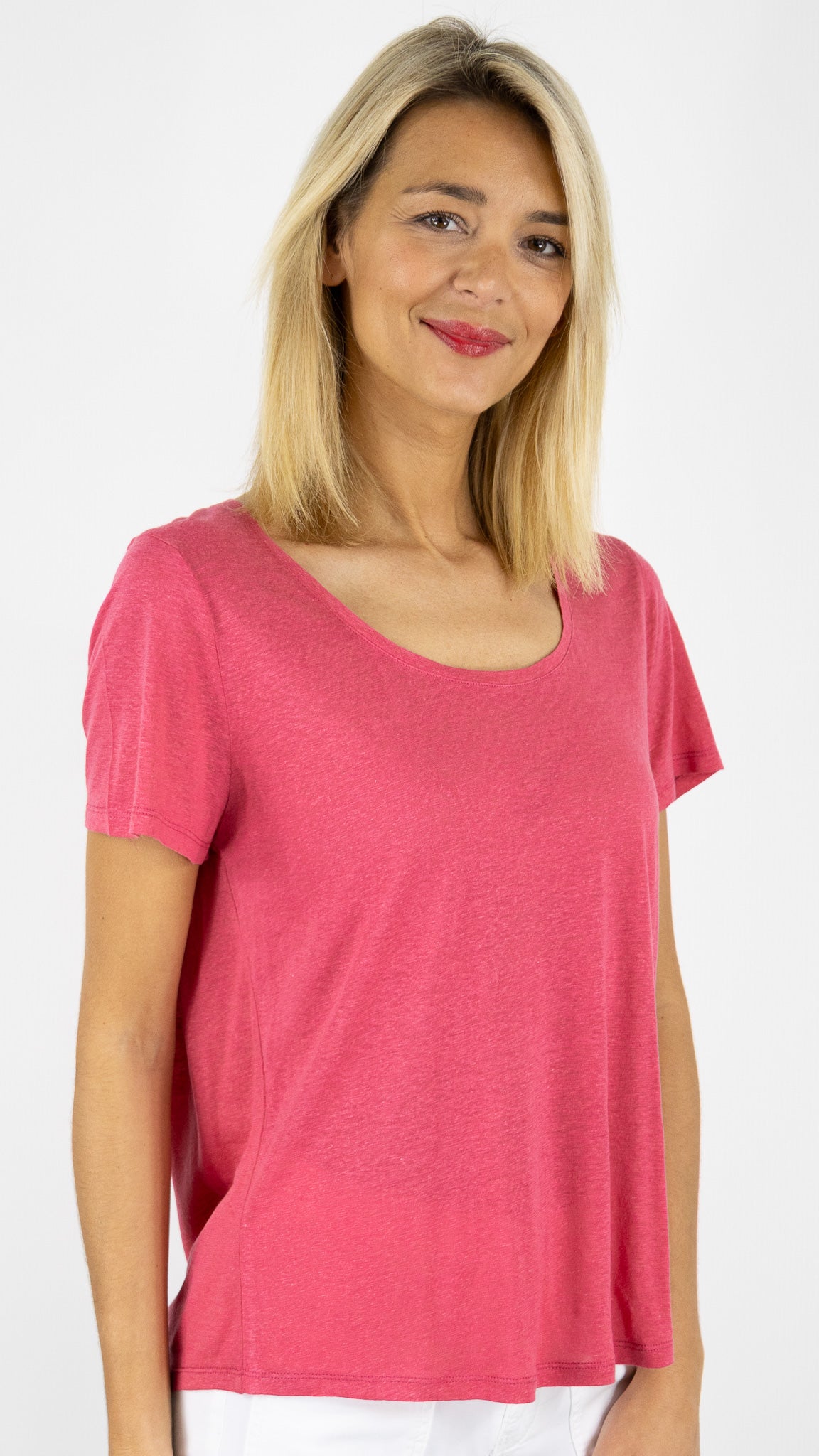 TEE-SHIRT COL ROND EN LIN LA PETITE ETOILE TIA#COLOR_40/ROSE