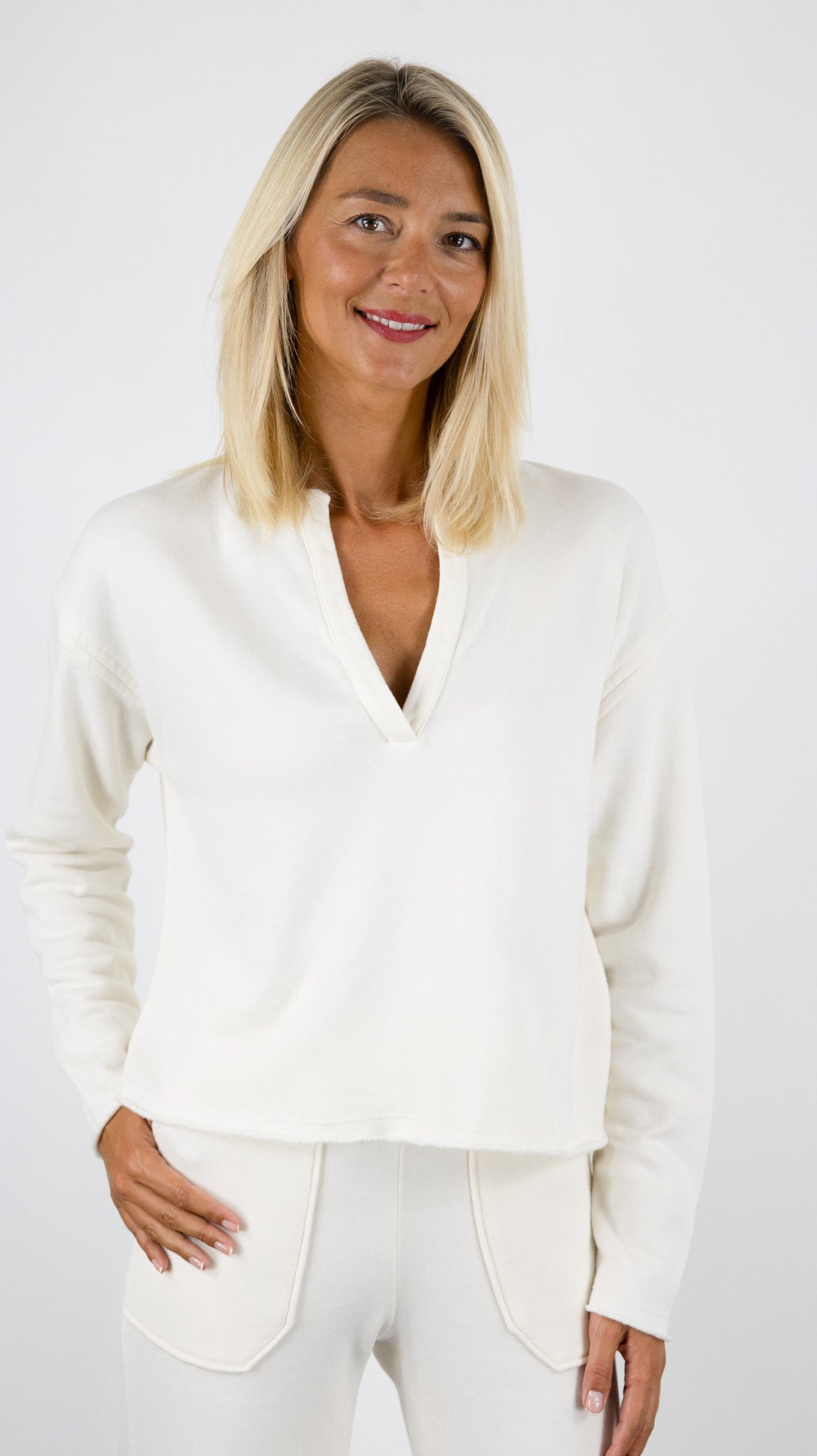 SWEAT COL TUNISIEN EN COTON POUR FEMME HARTFORD TULKOU#COLOR_01/ECRU