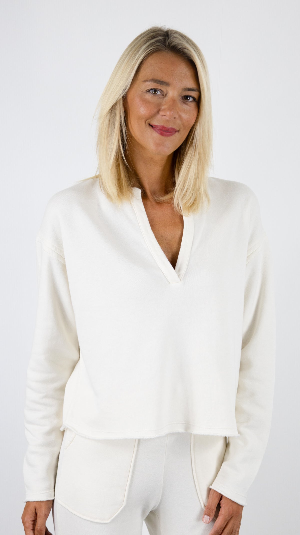 SWEAT COL TUNISIEN EN COTON POUR FEMME HARTFORD TULKOU#COLOR_01/ECRU