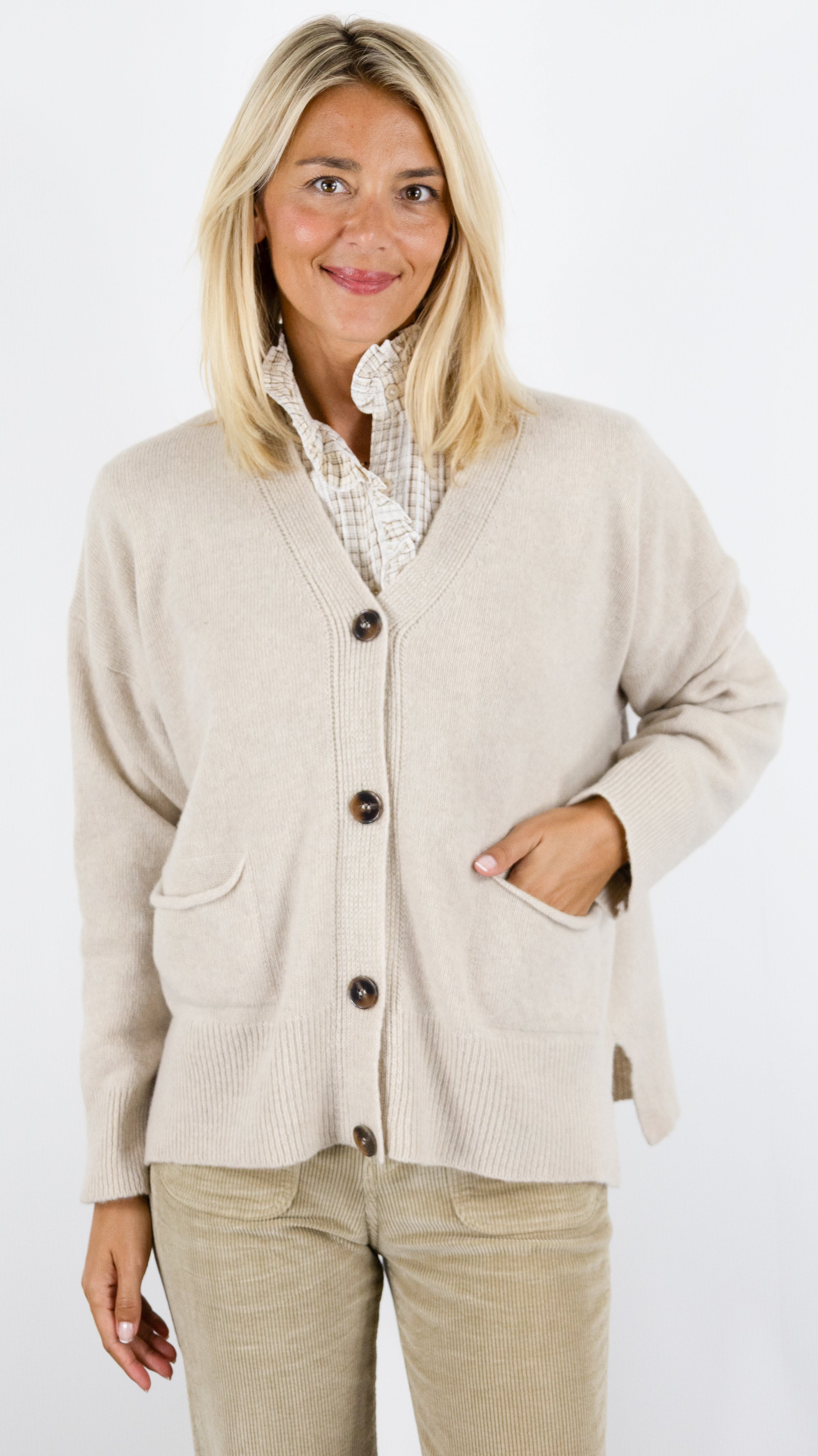 GILET OVERSIZE EN LAINE MERINOS POUR FEMME NAIS MN12310 BEIGE