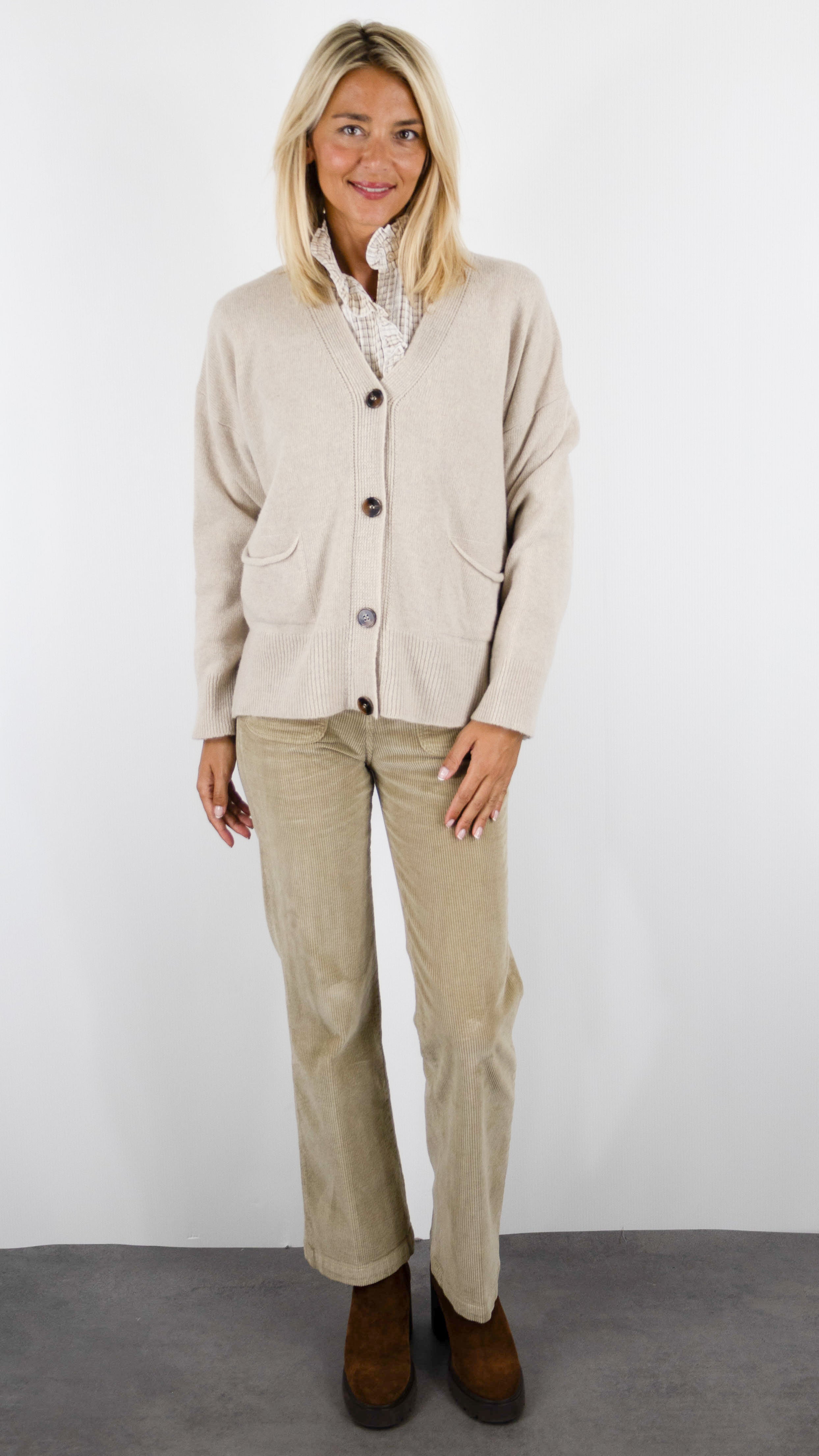 GILET OVERSIZE EN LAINE MERINOS POUR FEMME NAIS MN12310 BEIGE