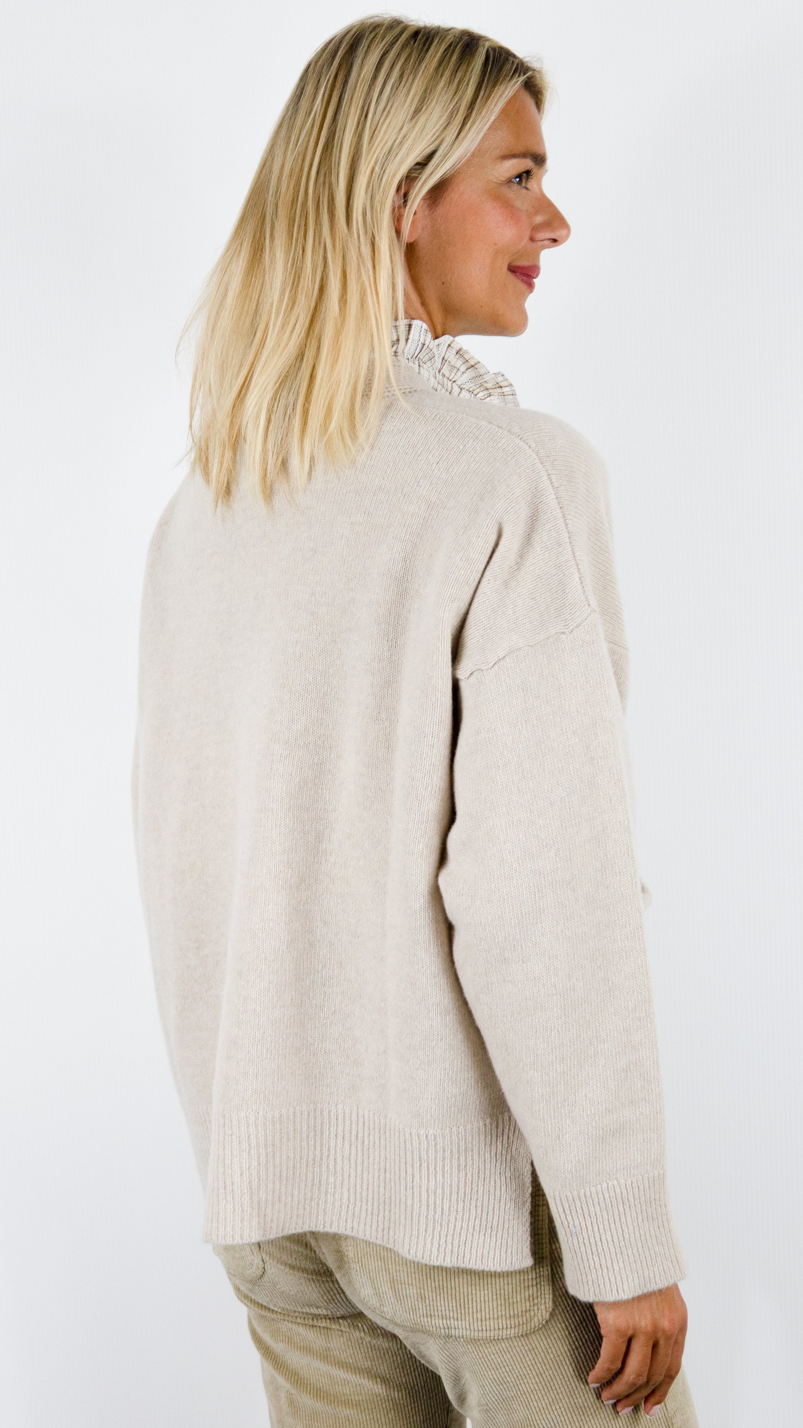 GILET OVERSIZE EN LAINE MERINOS POUR FEMME NAIS MN12310 BEIGE