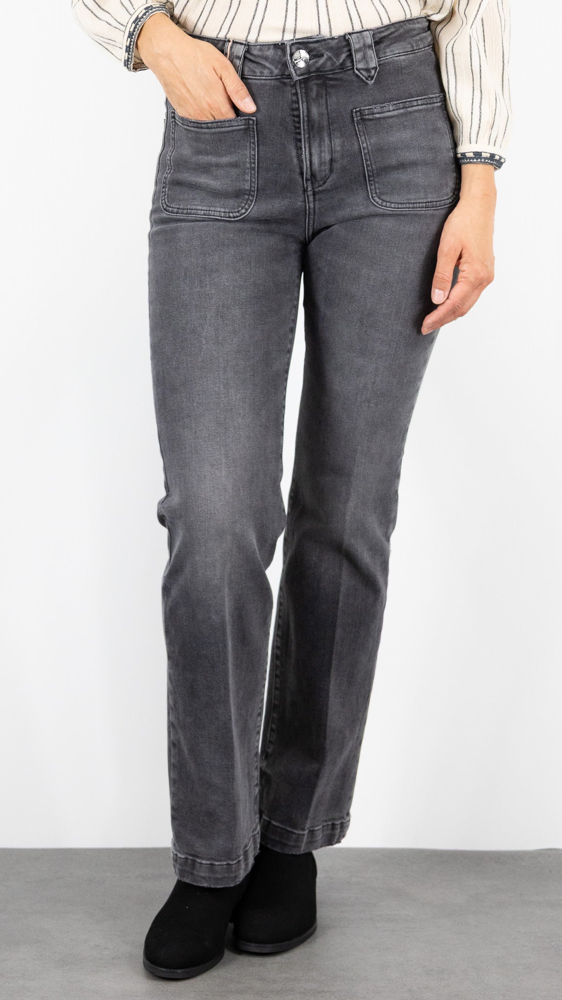 JEANS GREY WATER POUR FEMME ISLOW TINA BLACK DENIM