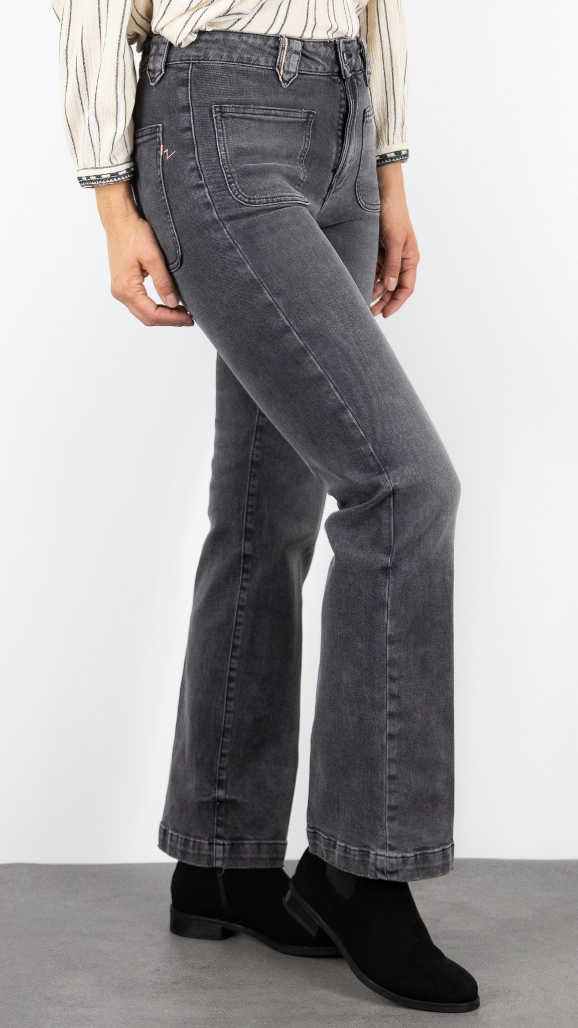JEANS GREY WATER POUR FEMME ISLOW TINA BLACK DENIM