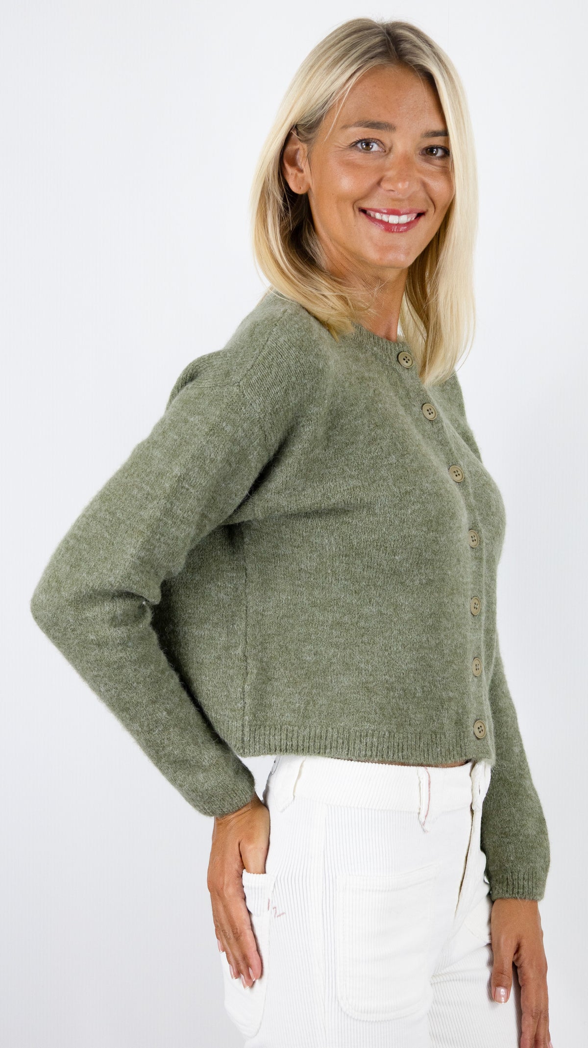 CARDIGAN EN MAILLE MOUSSEUSE POUR FEMME AN'GE LETIANA#COLOR_MATCHA