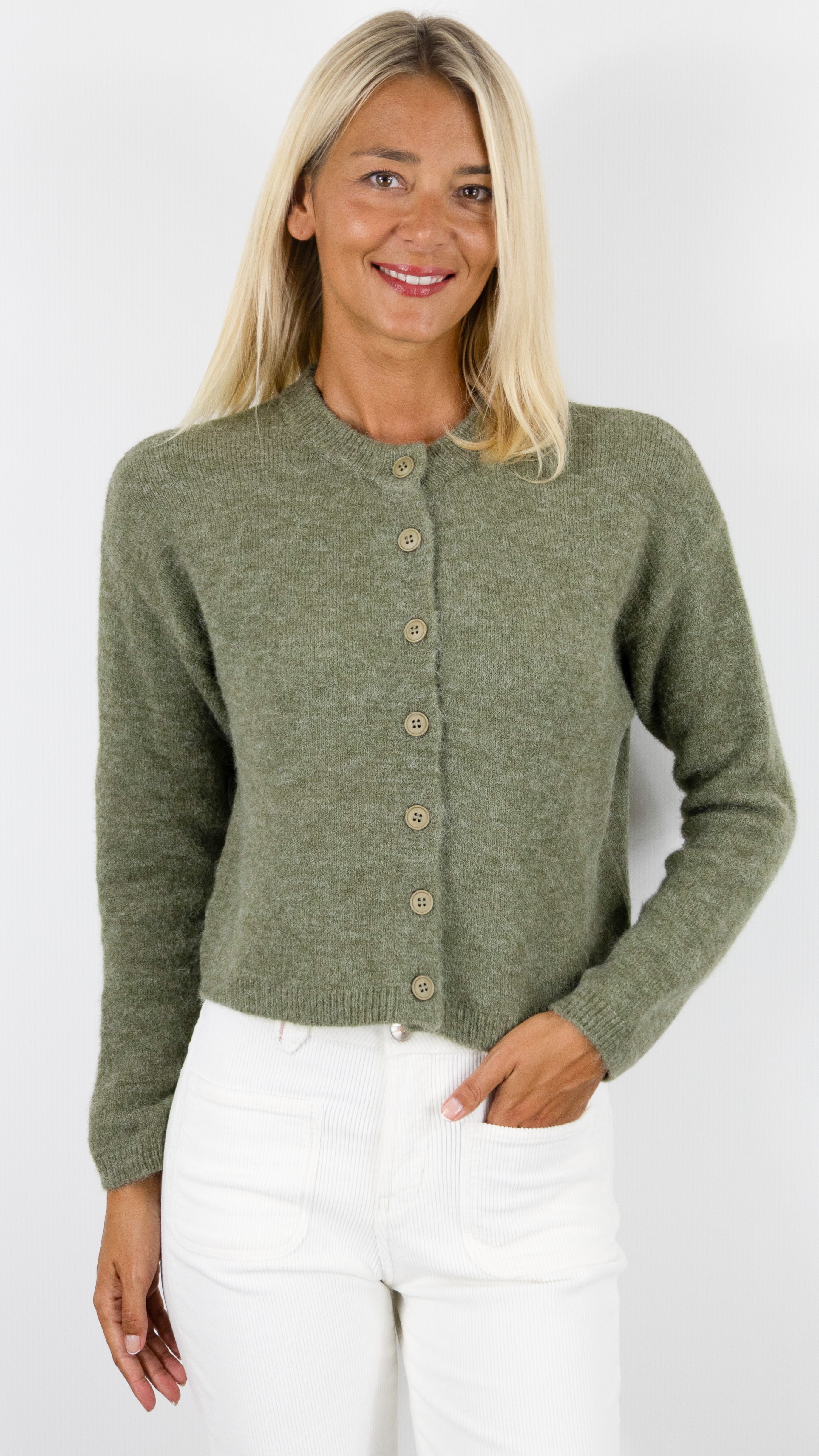 CARDIGAN EN MAILLE MOUSSEUSE POUR FEMME AN'GE LETIANA#COLOR_MATCHA