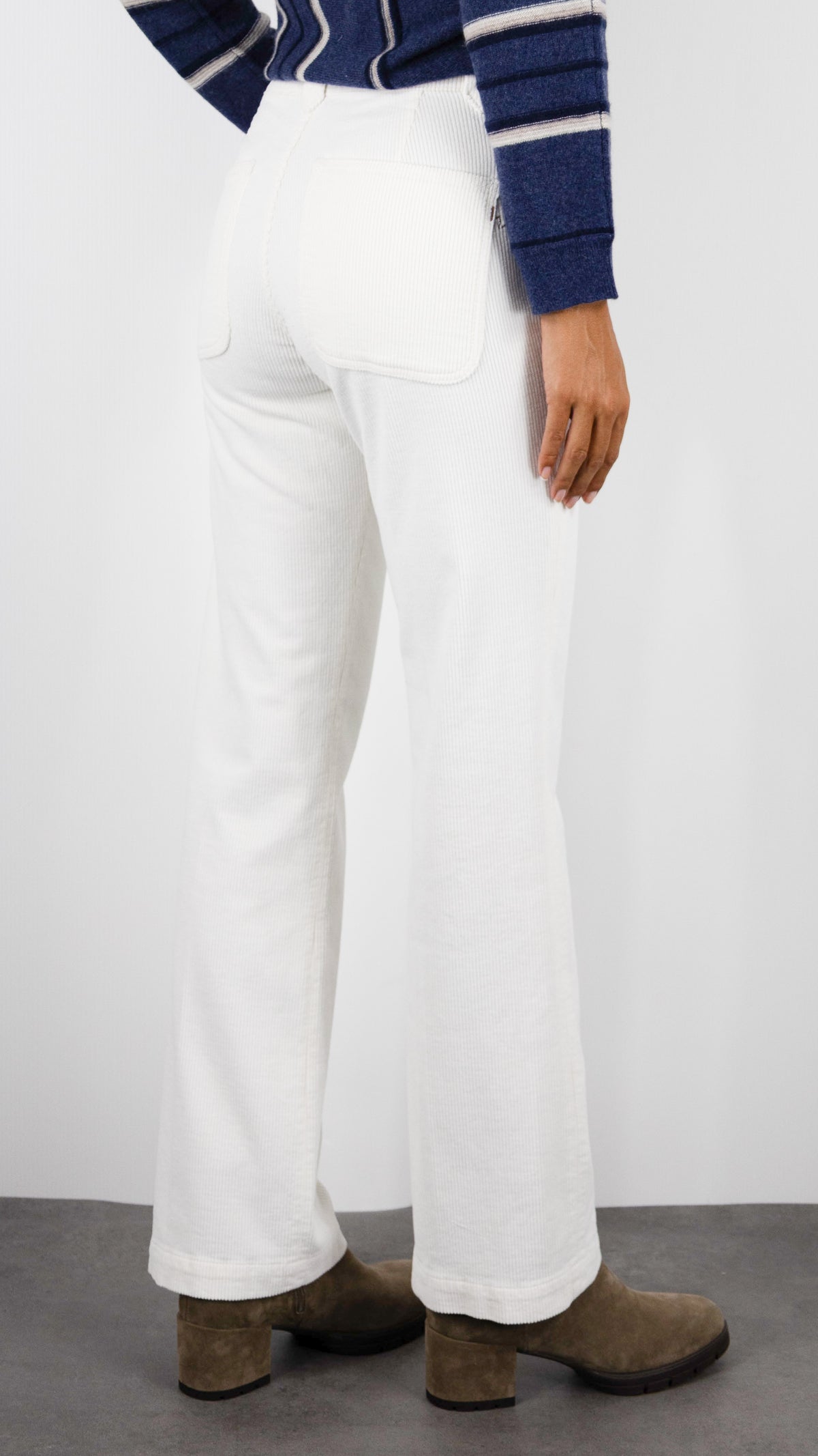 PANTALON FLARE EN VELOURS POUR FEMME ISLOW TINA ORIGINAL CORD#COLOR_ECRU