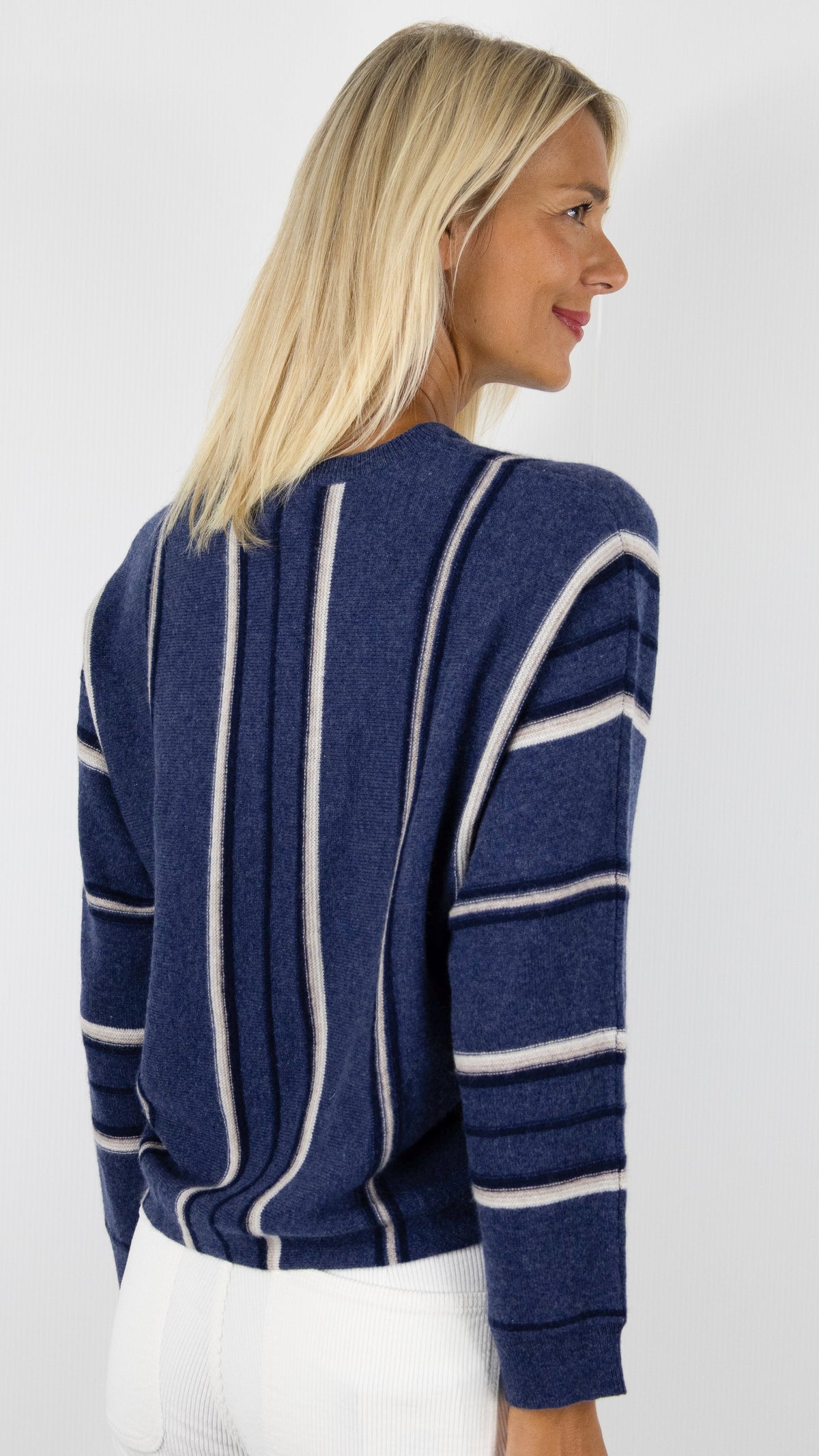 PULL RAYE EN CACHEMIRE POUR FEMME GERARD DAREL RICKI BLEU