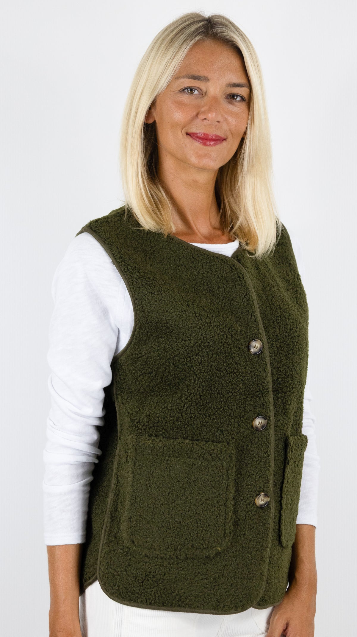 GILET SANS MANCHES MOUTON FEMME  IT HIPPIE M9-939#COLOR_KAKI