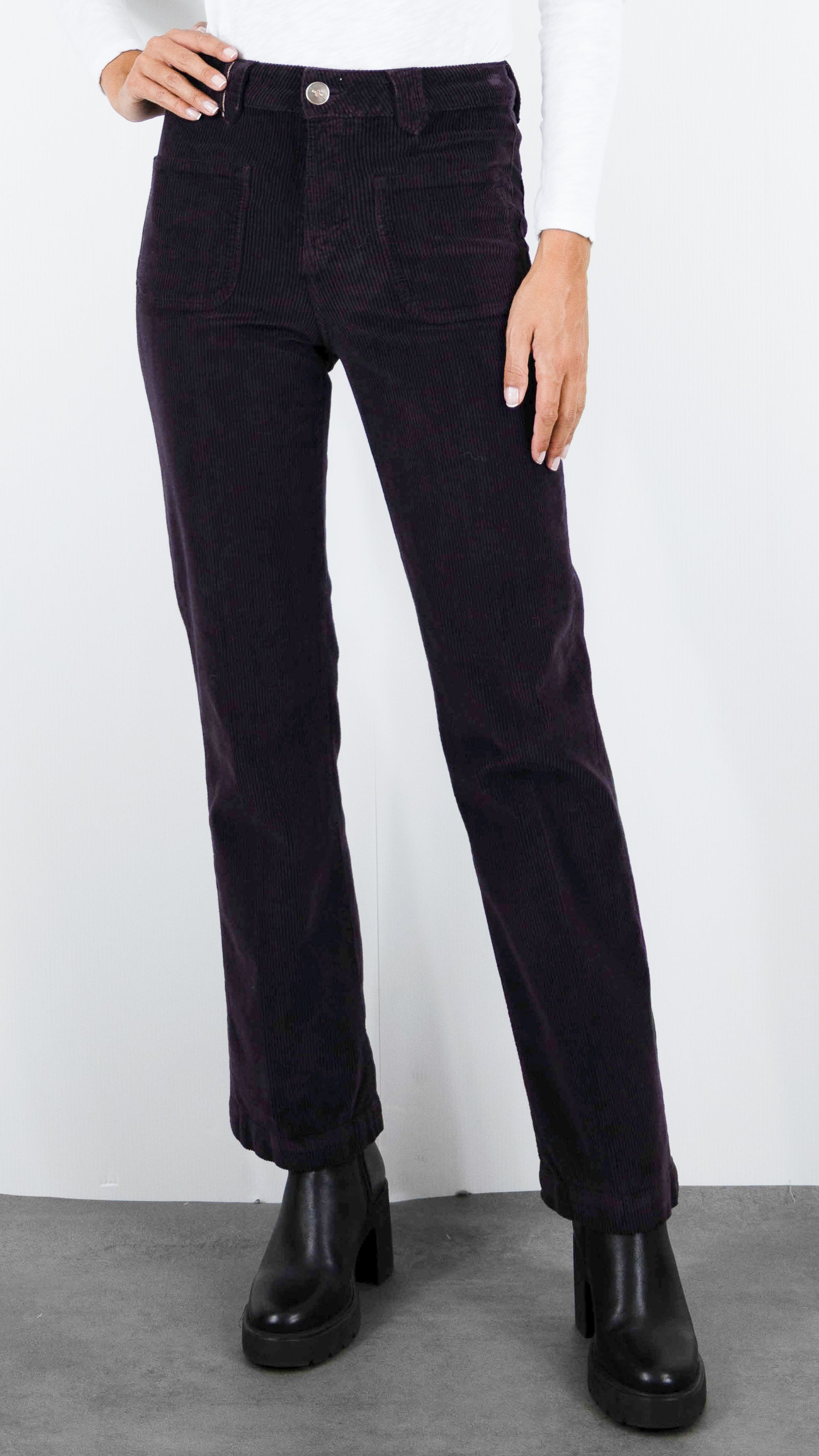 PANTALON FLARE EN VELOURS POUR FEMME ISLOW TINA ORIGINAL CORD#COLOR_CASSIS/PRUNE