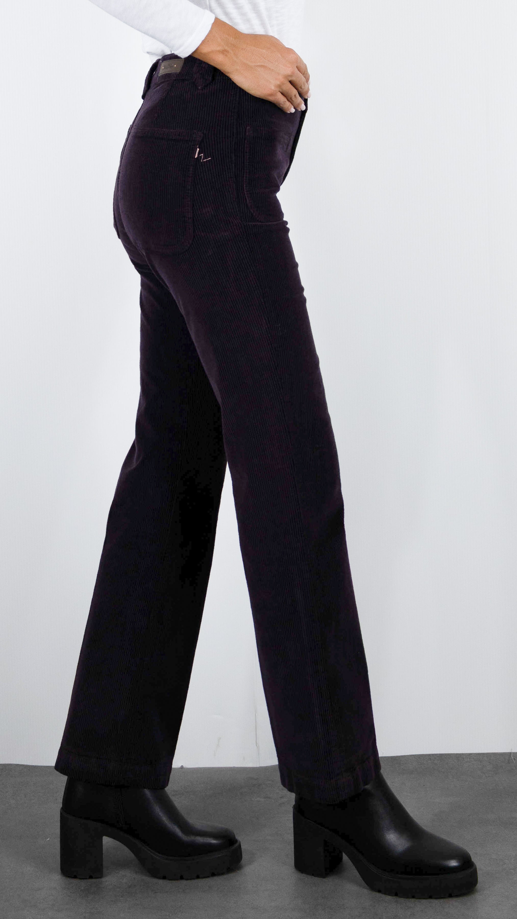 PANTALON FLARE EN VELOURS POUR FEMME ISLOW TINA ORIGINAL CORD#COLOR_CASSIS/PRUNE