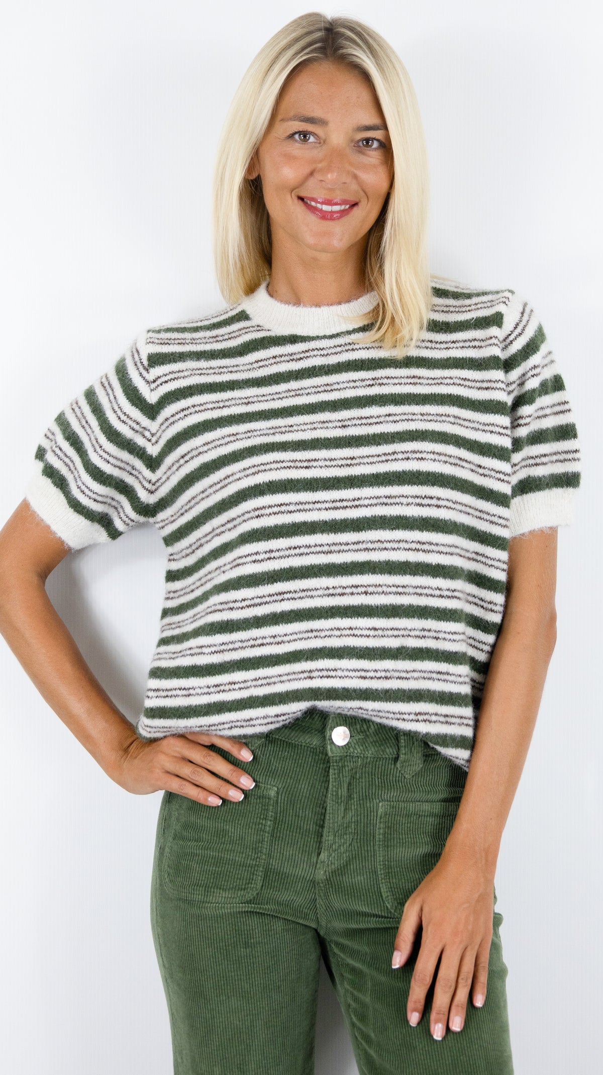PULL RAYE POUR FEMME CHOCO KAKI LUK AP 9884 