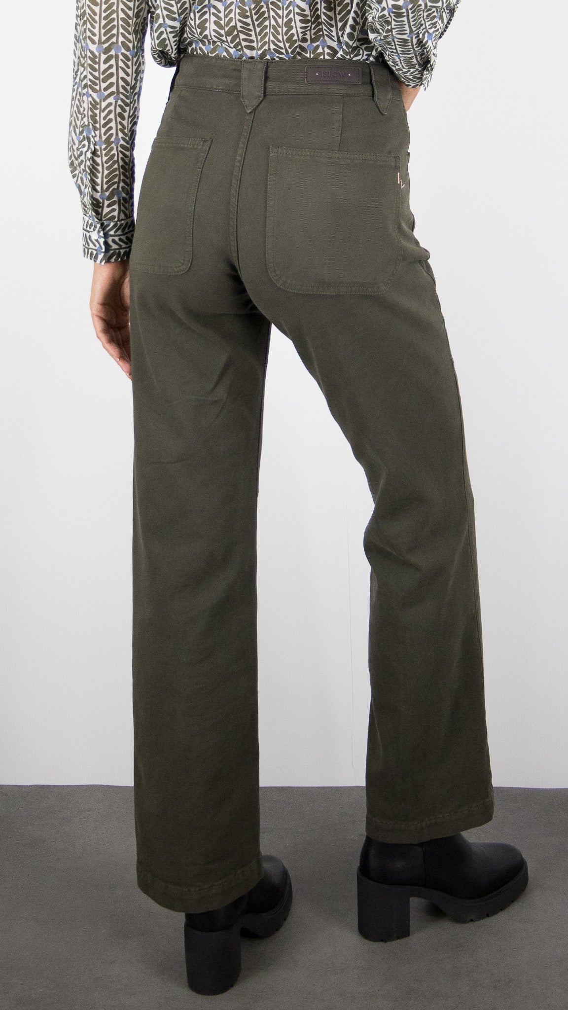 PANTALON FLARE POUR FEMME ARMY KAKI ISLOW TINA SOFT TWILL