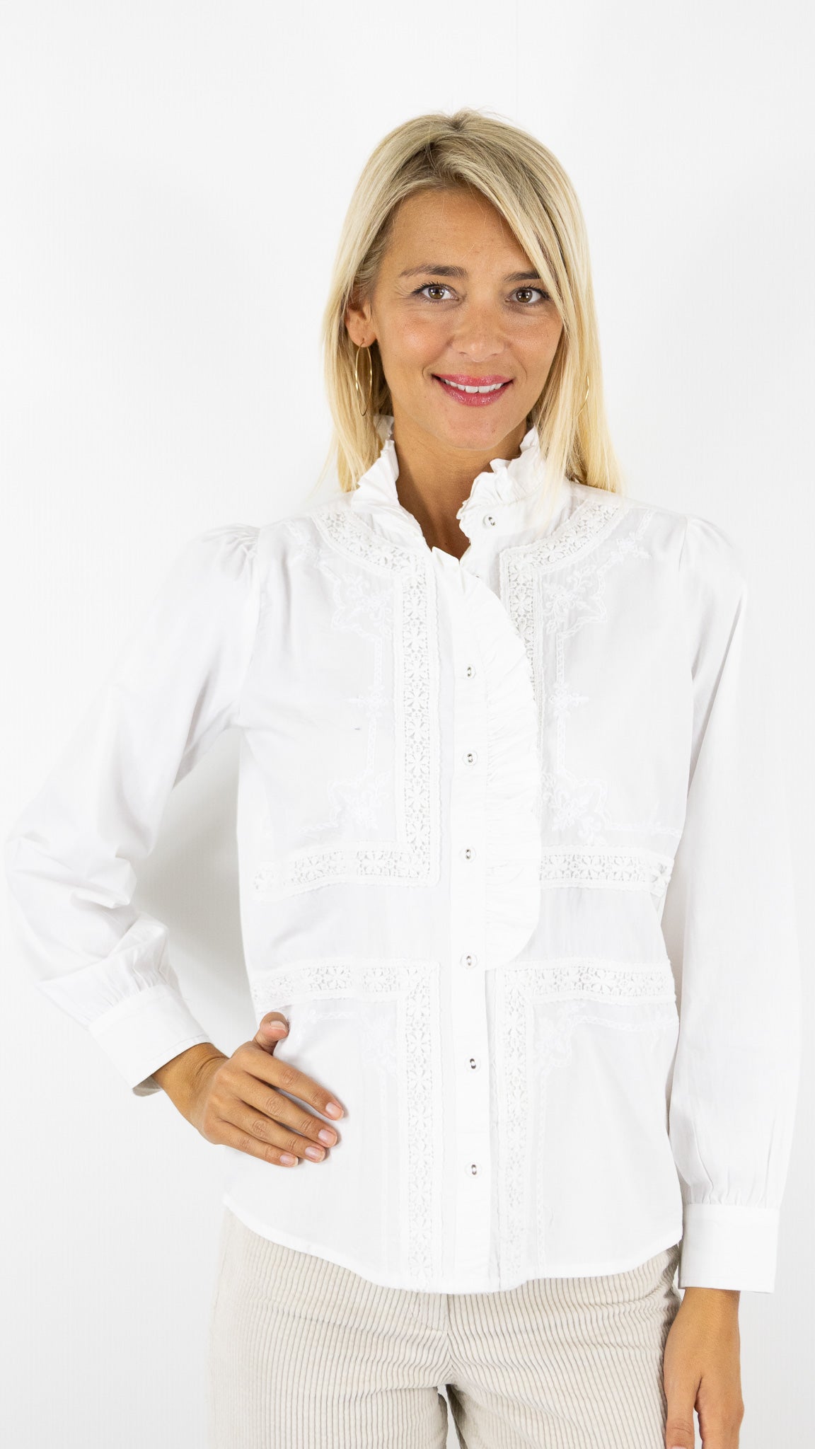 CHEMISE BRODEE VOLANTEE WHITE STUDIO PARISIEN TIPPY