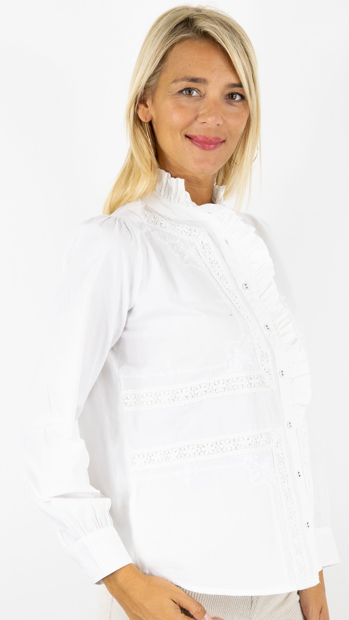 CHEMISE BRODEE VOLANTEE WHITE STUDIO PARISIEN TIPPY