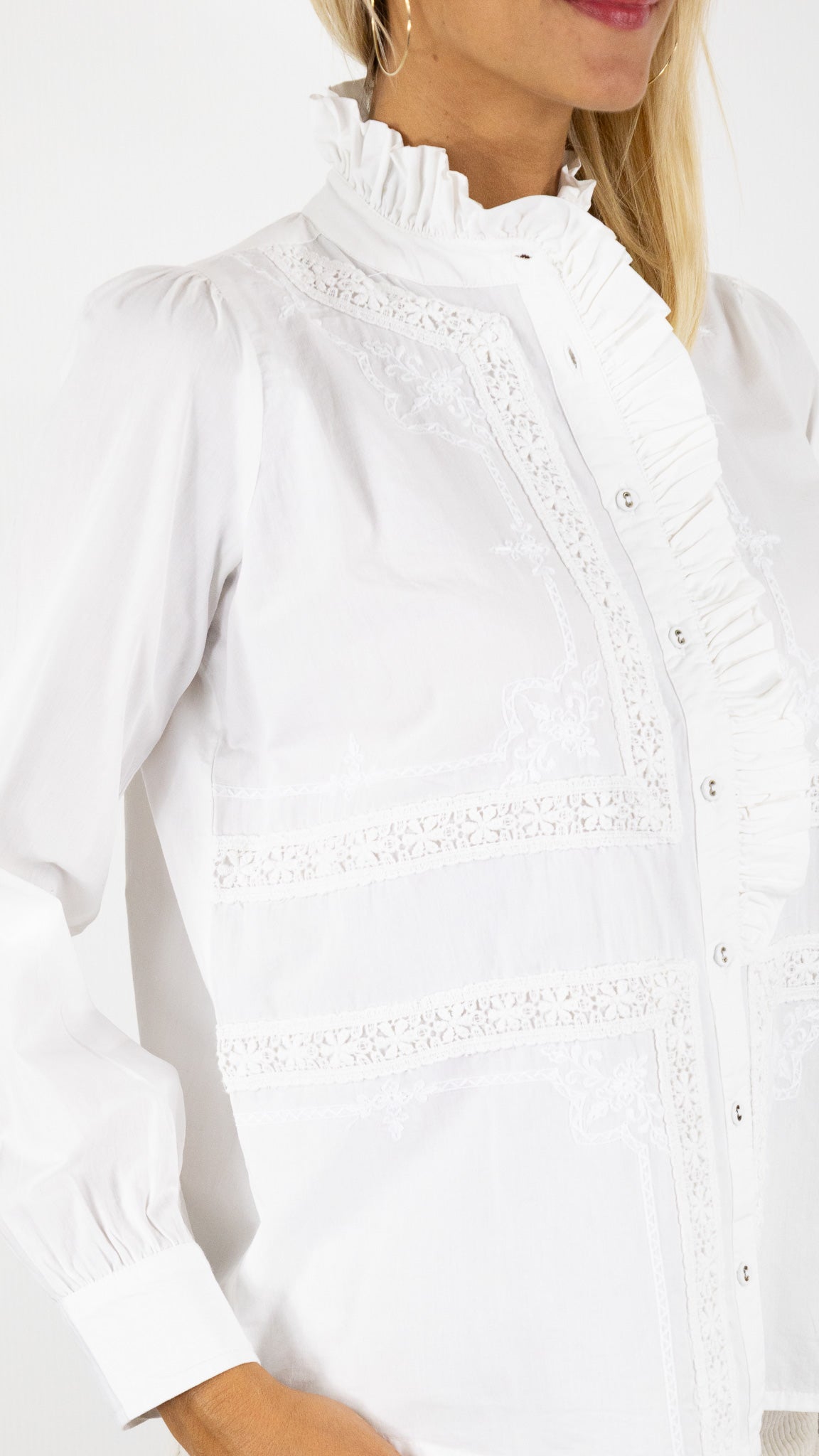 CHEMISE BRODEE VOLANTEE WHITE STUDIO PARISIEN TIPPY