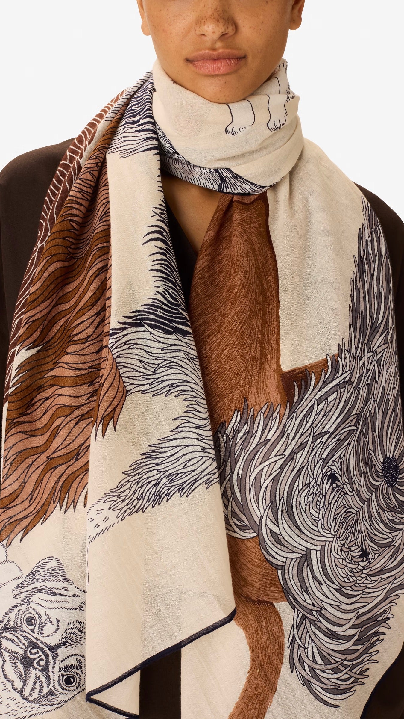 ECHARPE EN COTON IMPRIMEE CHIENS INOUI EDITIONS TOUTOU#COLOR_BLANC