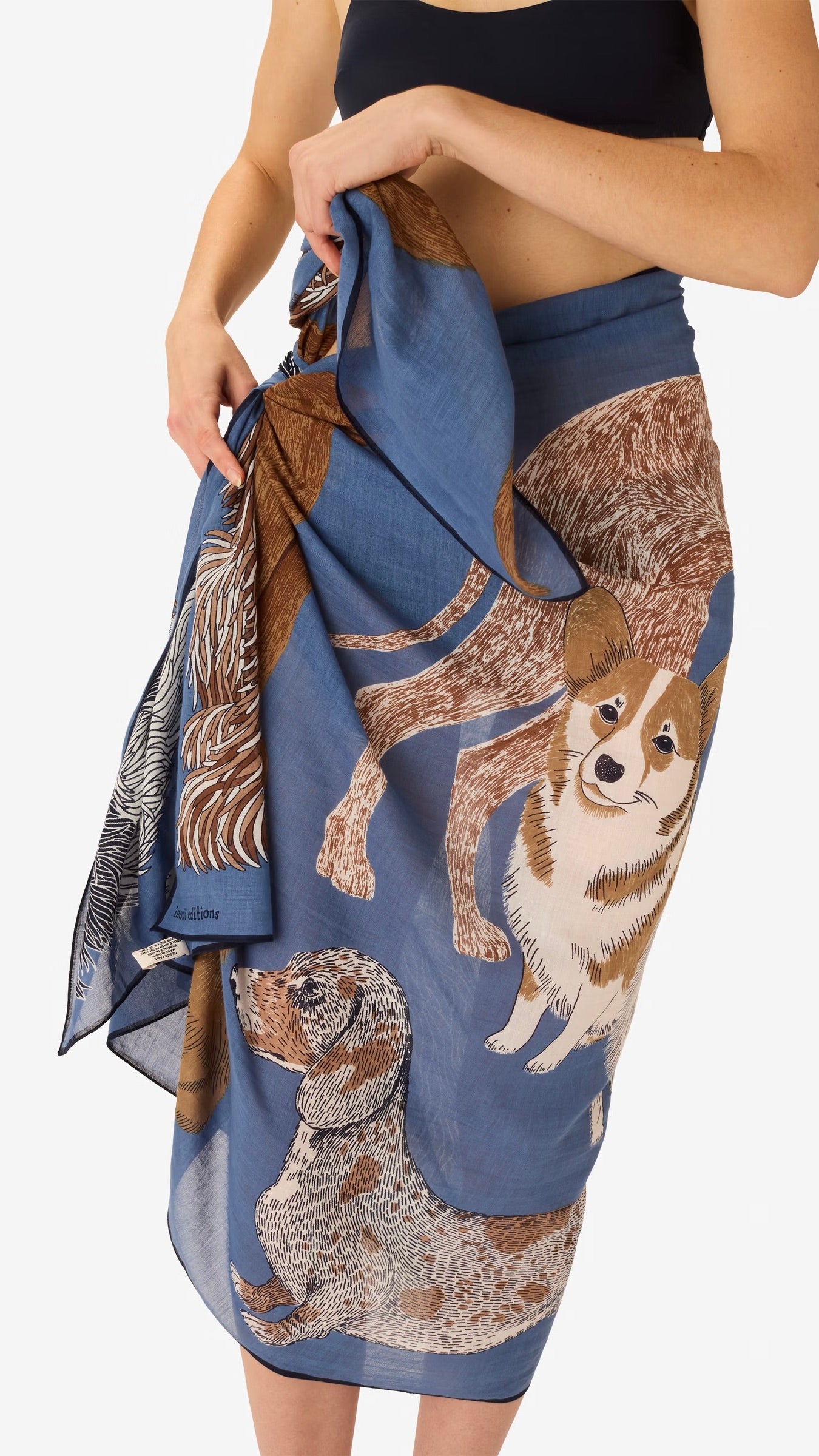 ECHARPE EN COTON IMPRIMEE CHIENS INOUI EDITIONS TOUTOU#COLOR_BLEU