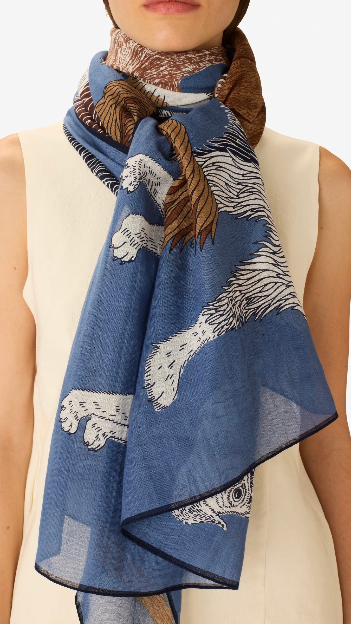 ECHARPE EN COTON IMPRIMEE CHIENS INOUI EDITIONS TOUTOU#COLOR_BLEU