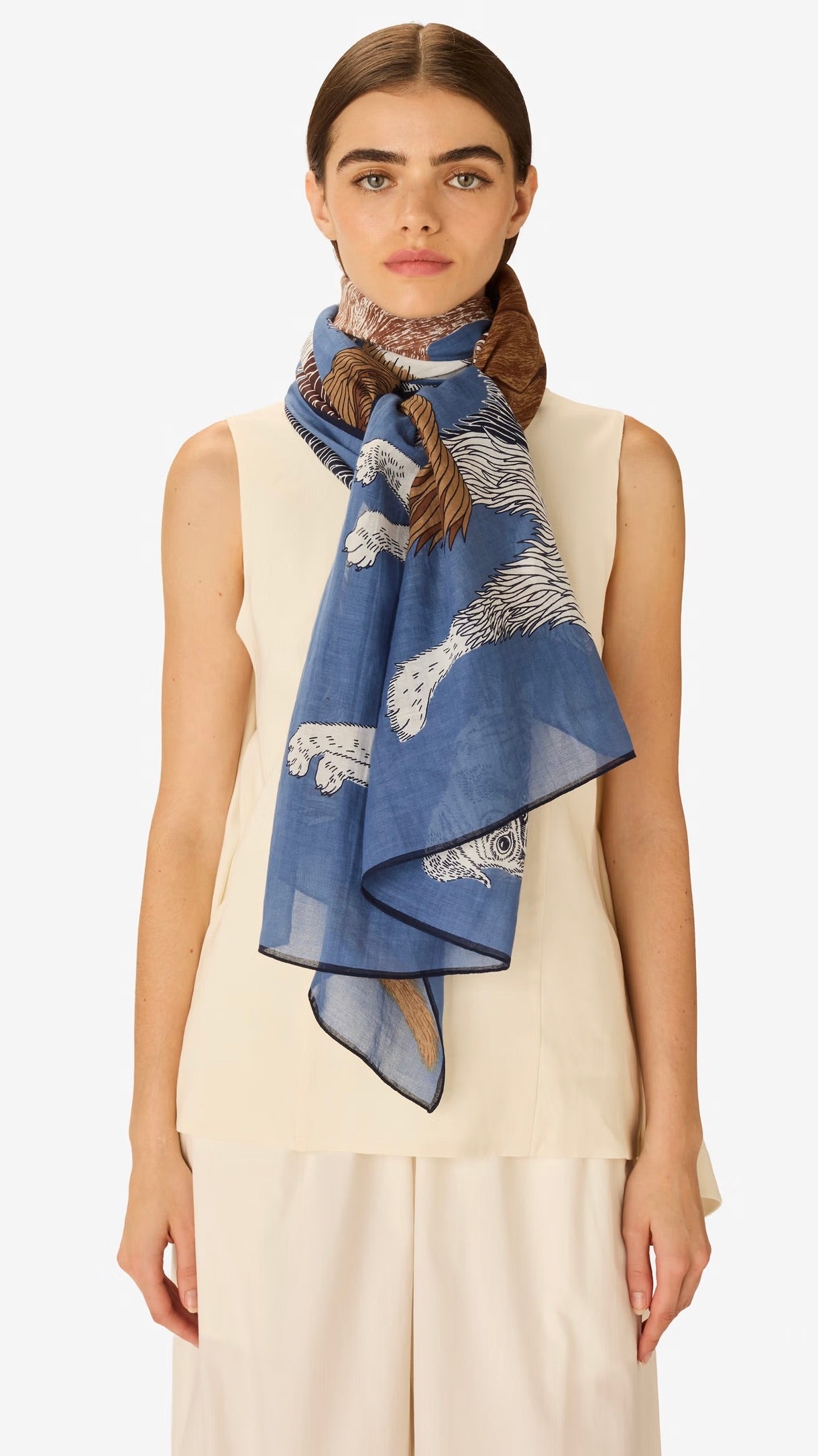 ECHARPE EN COTON IMPRIMEE CHIENS INOUI EDITIONS TOUTOU#COLOR_BLEU