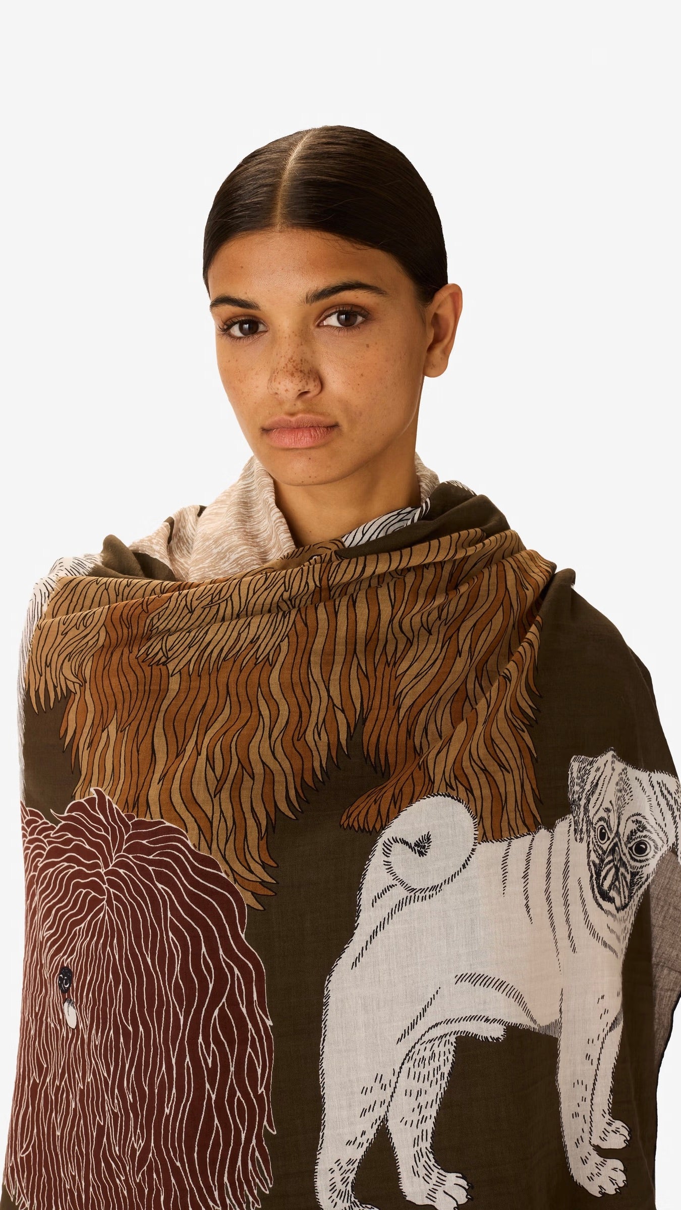 ECHARPE EN COTON IMPRIMEE CHIENS INOUI EDITIONS TOUTOU#COLOR_GRIS