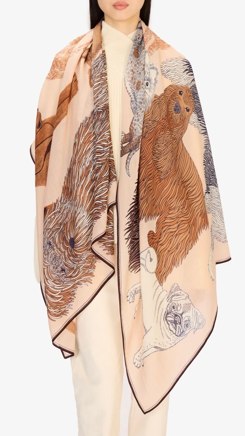 ECHARPE EN LAINE AVEC IMPRIME CHIENS INOUI EDITIONS TOUTOU#COLOR_NUDE