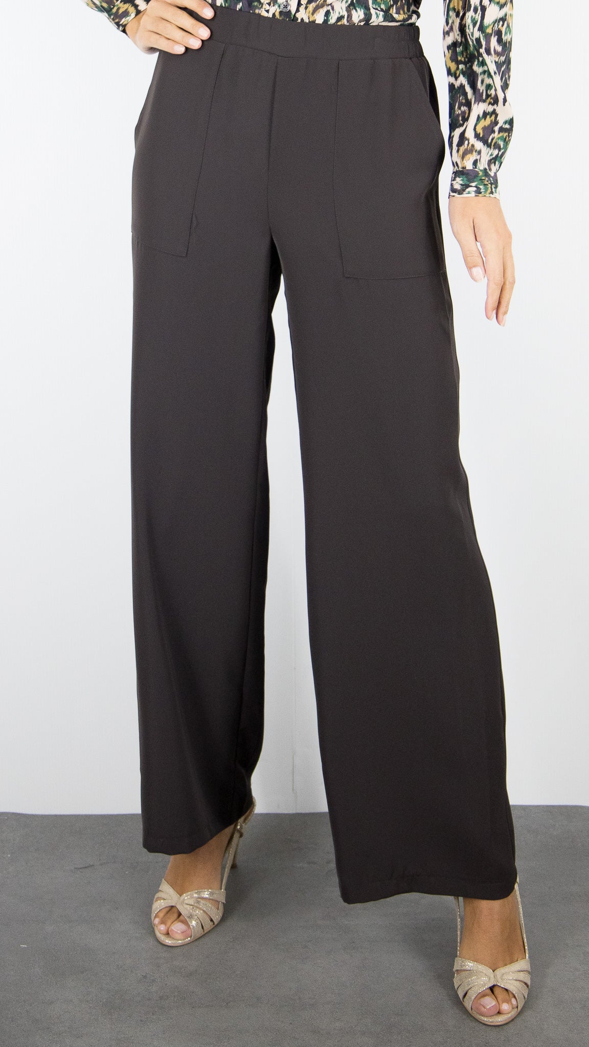PANTALON LARGE TAILLE DOS ELASTIQUE  EMA BLUE'S TYMO/KELLY#COLOR_CHOCO