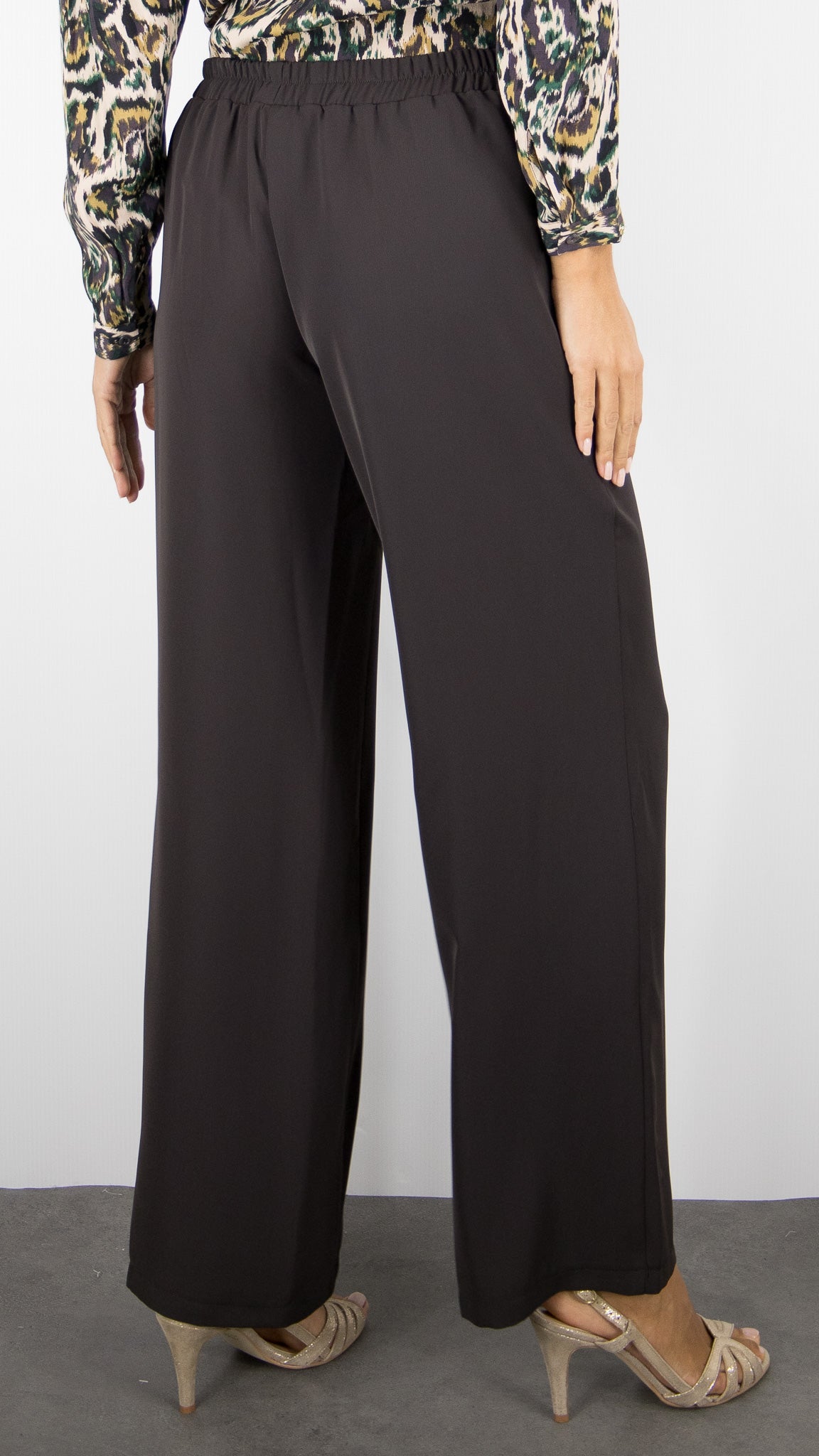 PANTALON LARGE TAILLE DOS ELASTIQUE  EMA BLUE'S TYMO/KELLY#COLOR_CHOCO