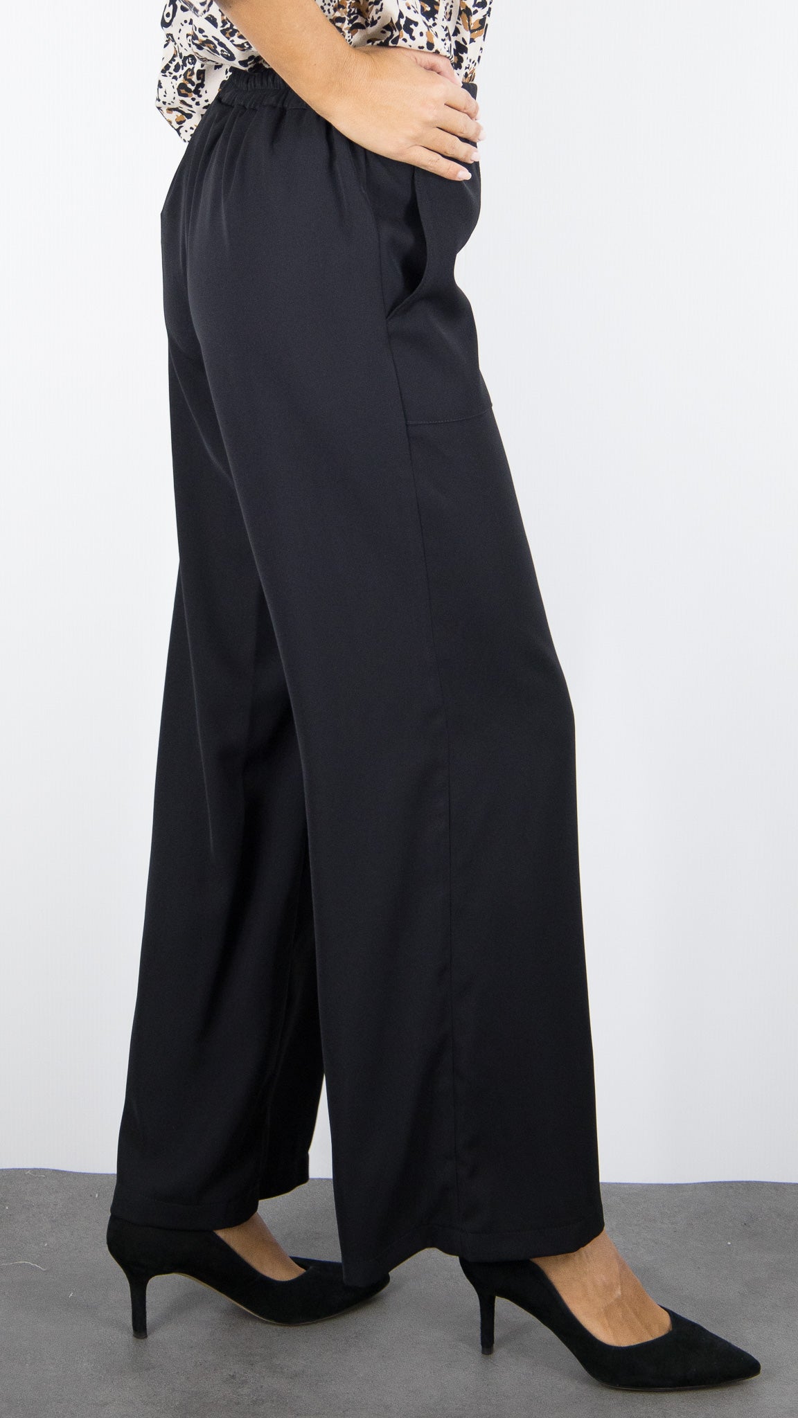 PANTALON LARGE TAILLE DOS ELASTIQUE  EMA BLUE'S TYMO/KELLY#COLOR_NOIR