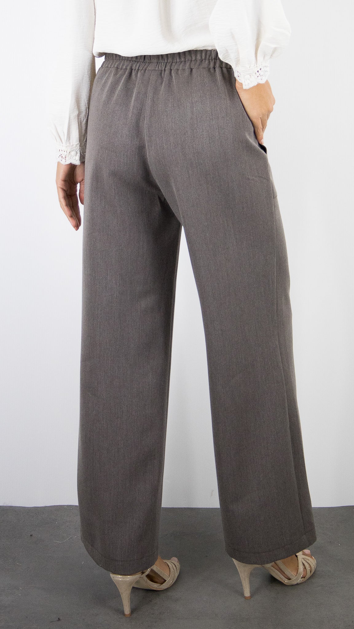 PANTALON LARGE TAUPE CHINE FEMME EMA BLUE'S TYMO/TESS 