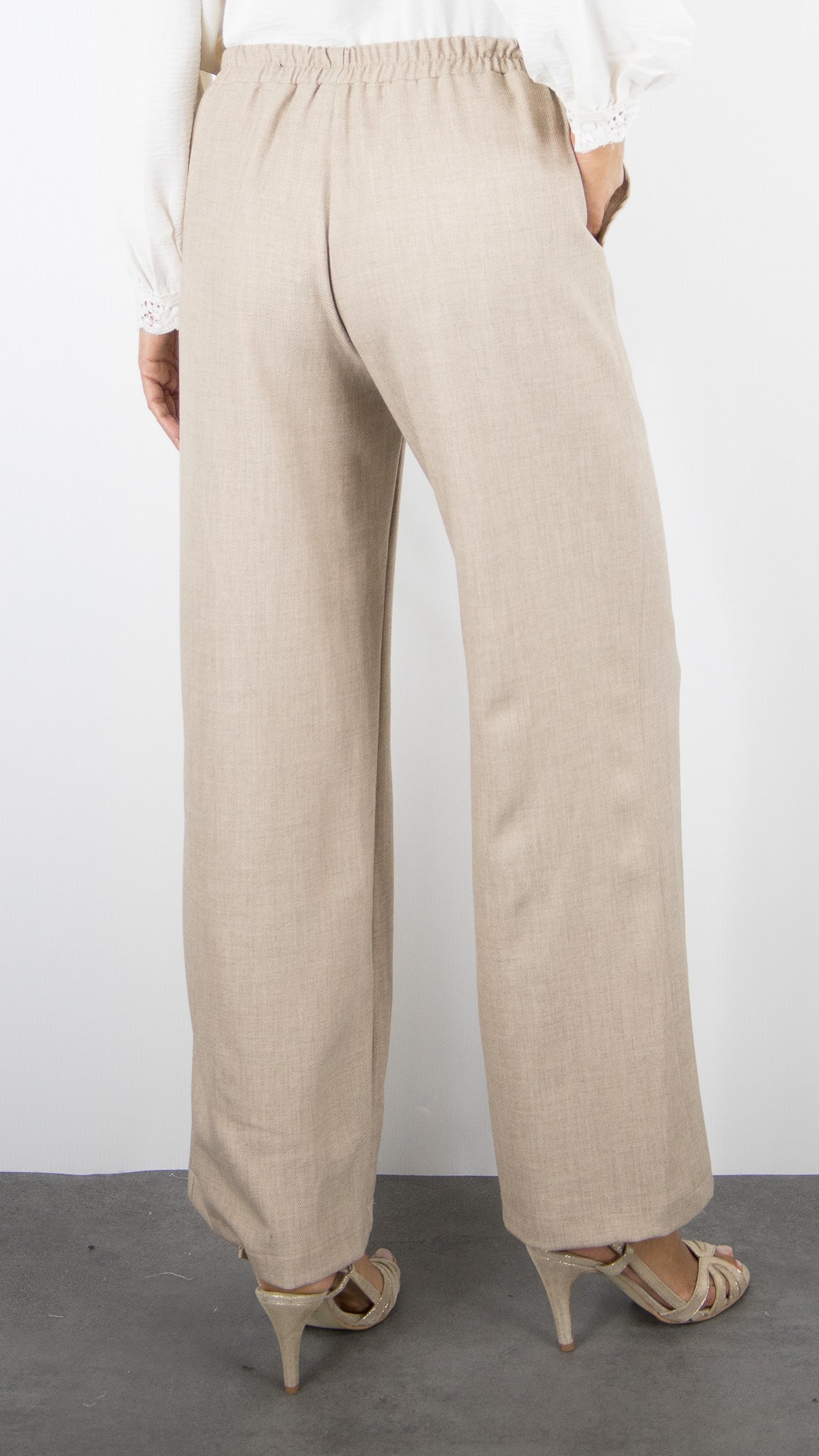 PANTALON LARGE HABILLE BEIGE FEMME  EMA BLUE'S TYMO/TWEED