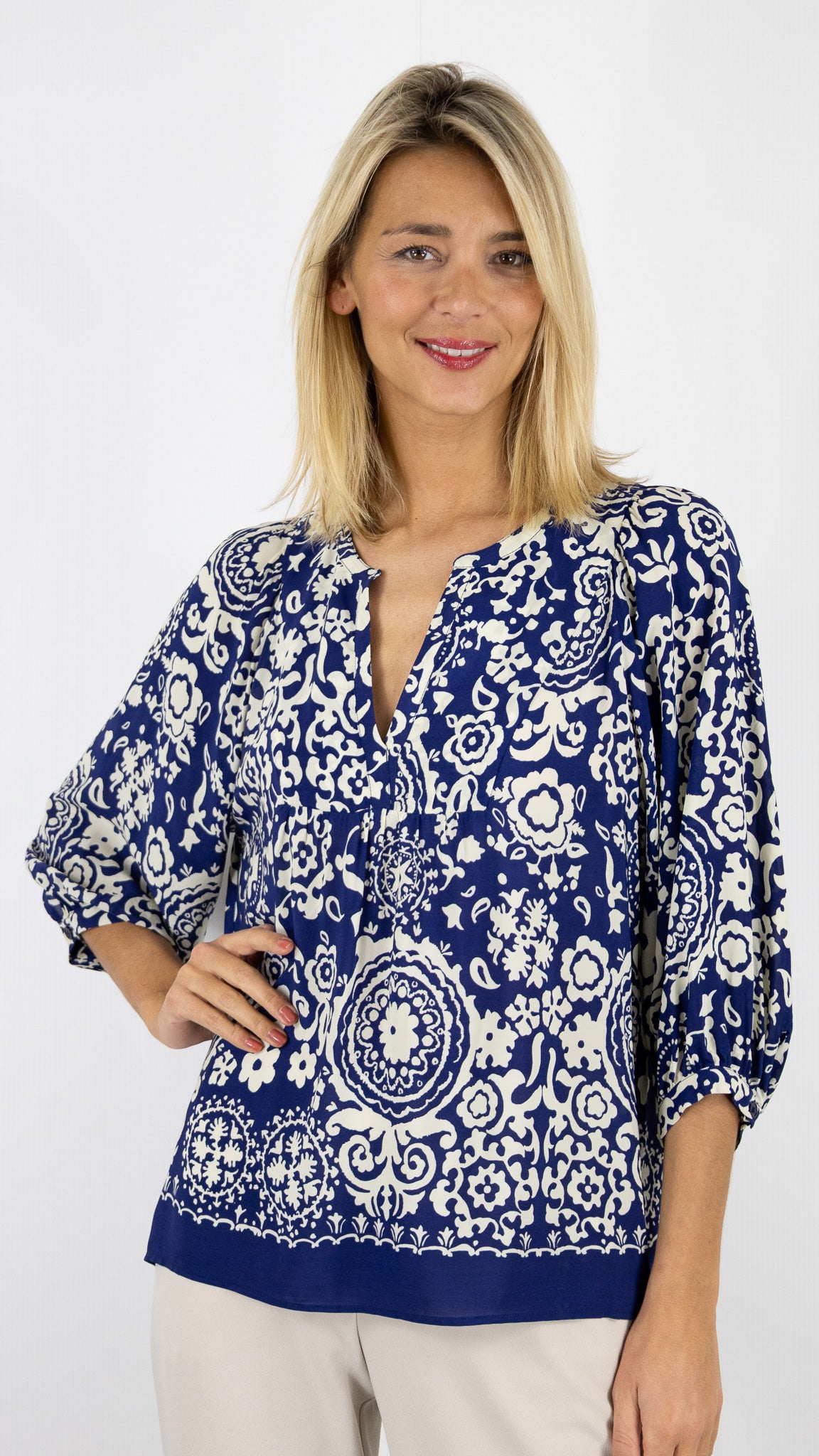 BLOUSE IMPRIMEE FLUIDE INDIGO GERARD DAREL UBELIA