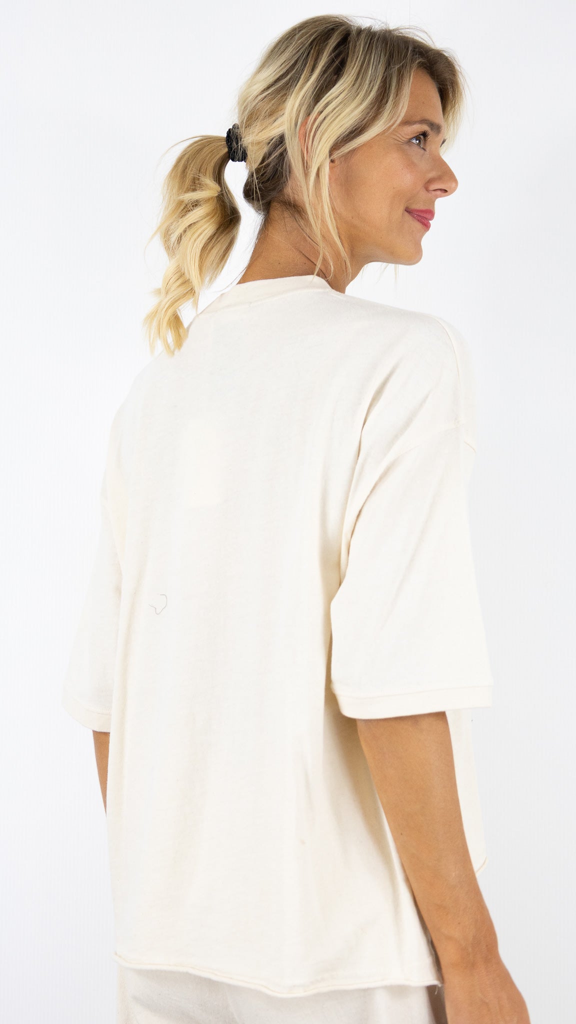 TEE-SHIRT ECRU AMPLE EN COTON POUR FEMME AMERICAN VINTAGE UDARK UDA02A