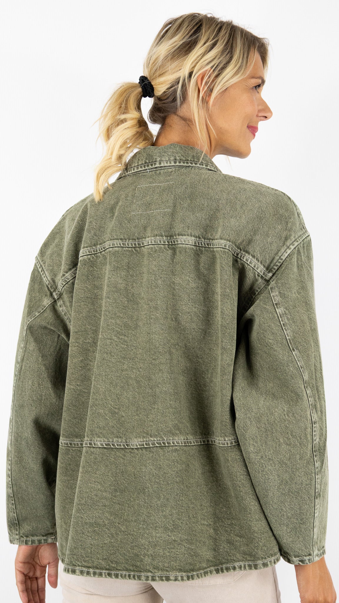 VESTE EN JEANS KAKI OLIVE AMERICAN VINTAGE UZATOWN