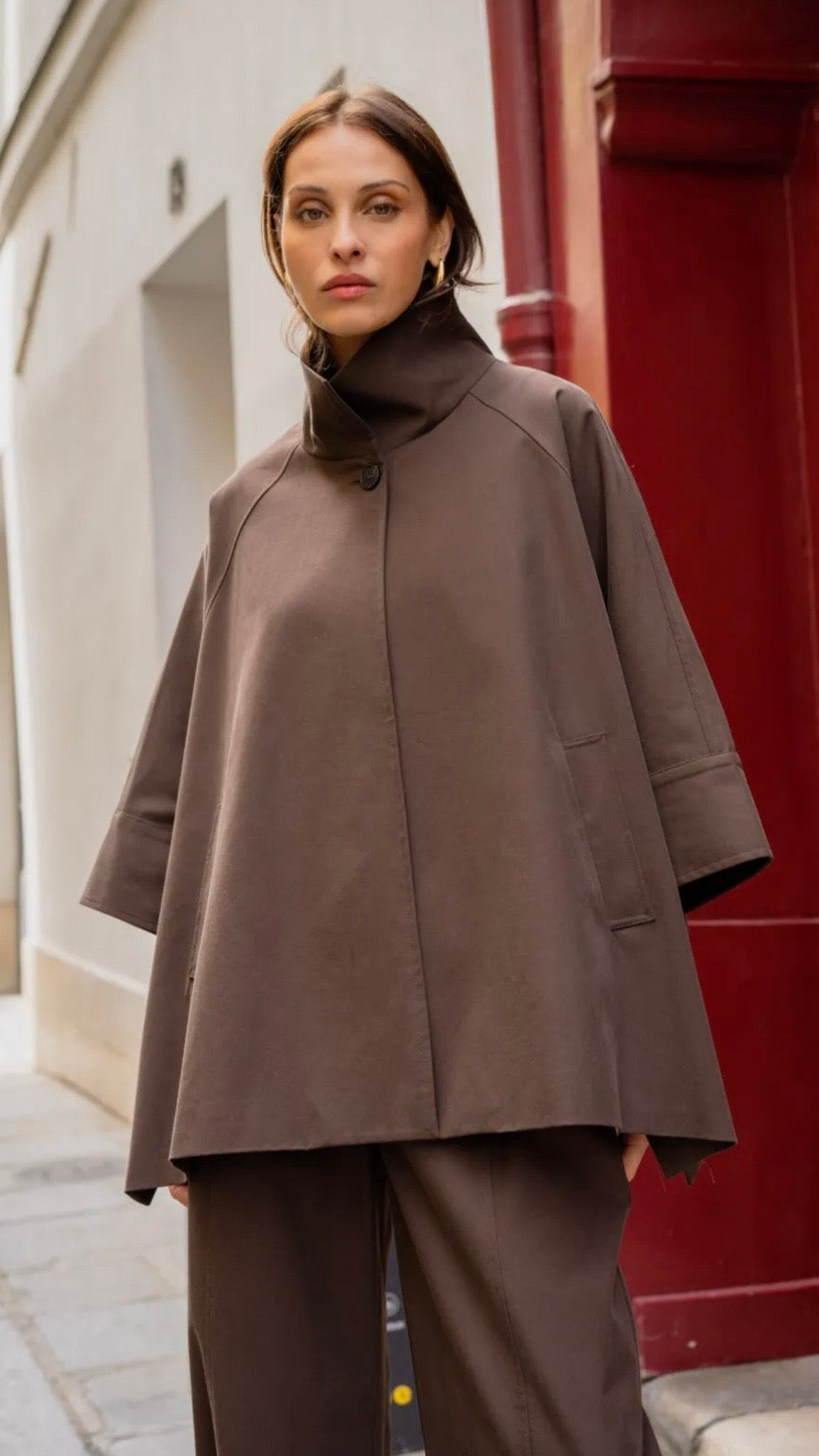TRENCH AMPLE POUR FEMME ATTENTIF V26072#COLOR_COFFEE 