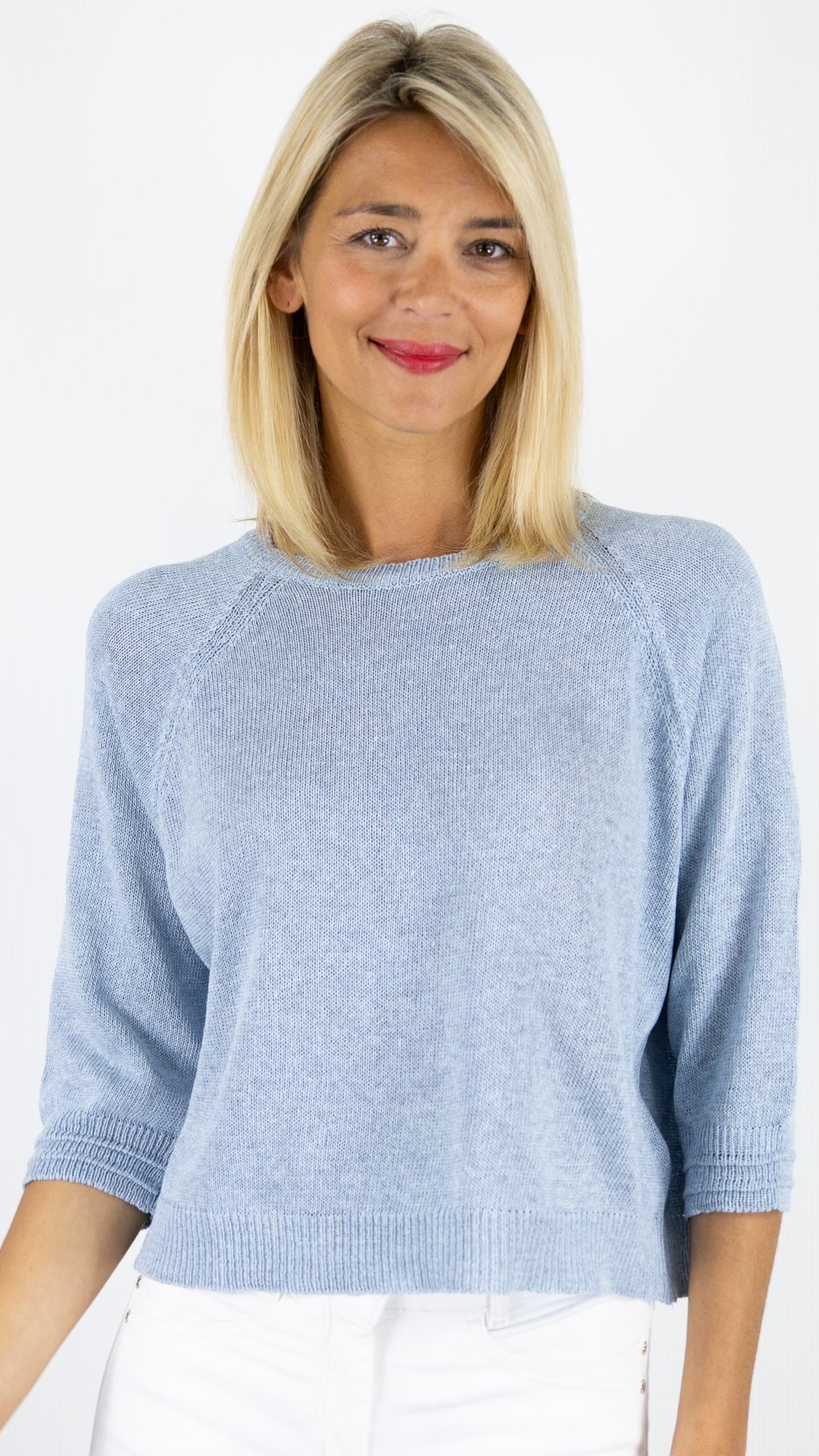 PULL COURT MLANCHES COURTES ALEXANDRE LAURENT V8231#COLOR_JEANS