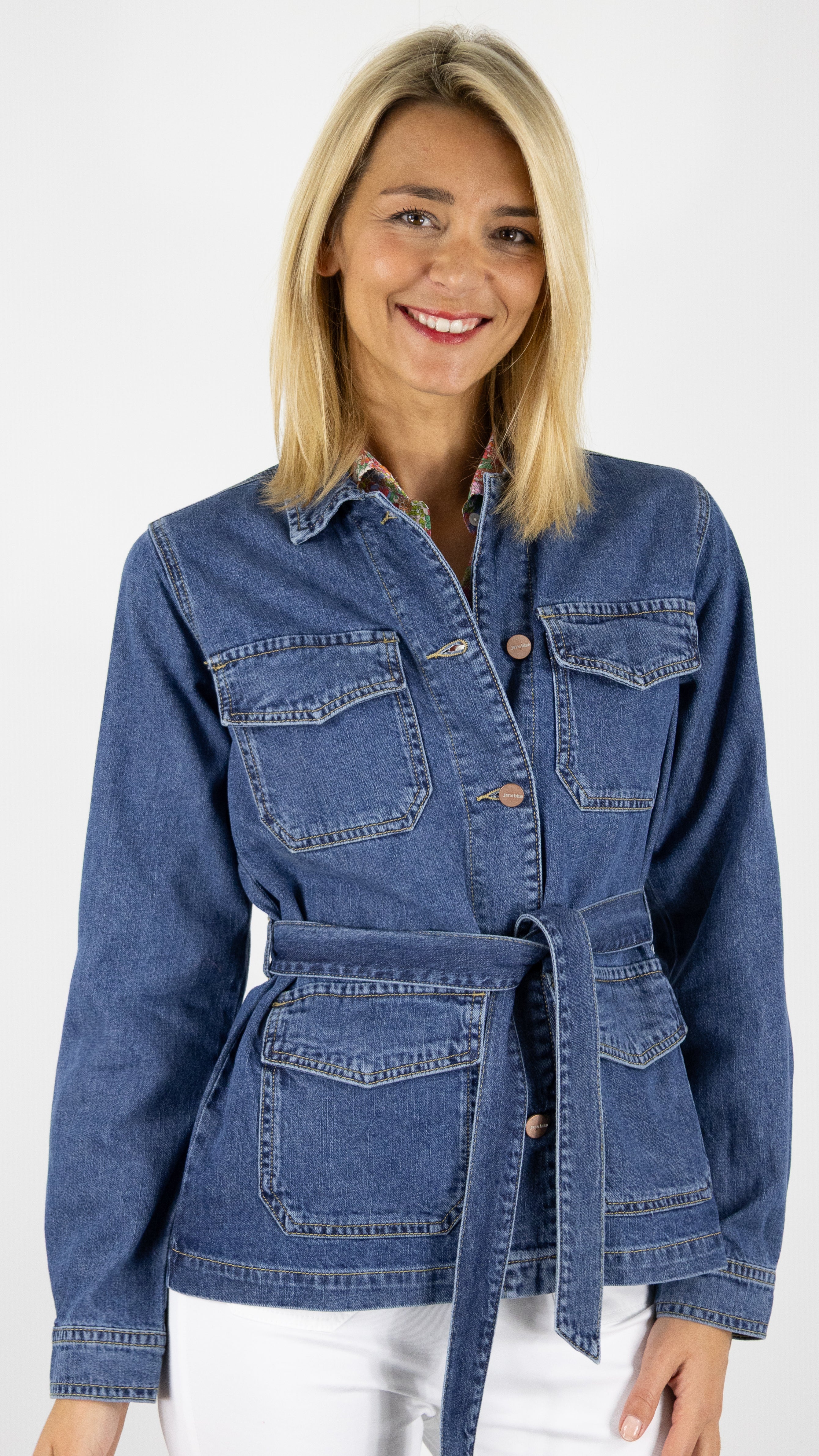 VESTE EN JEANS CEINTUREE JANE BLUE VAGUELETTE DENIM POP