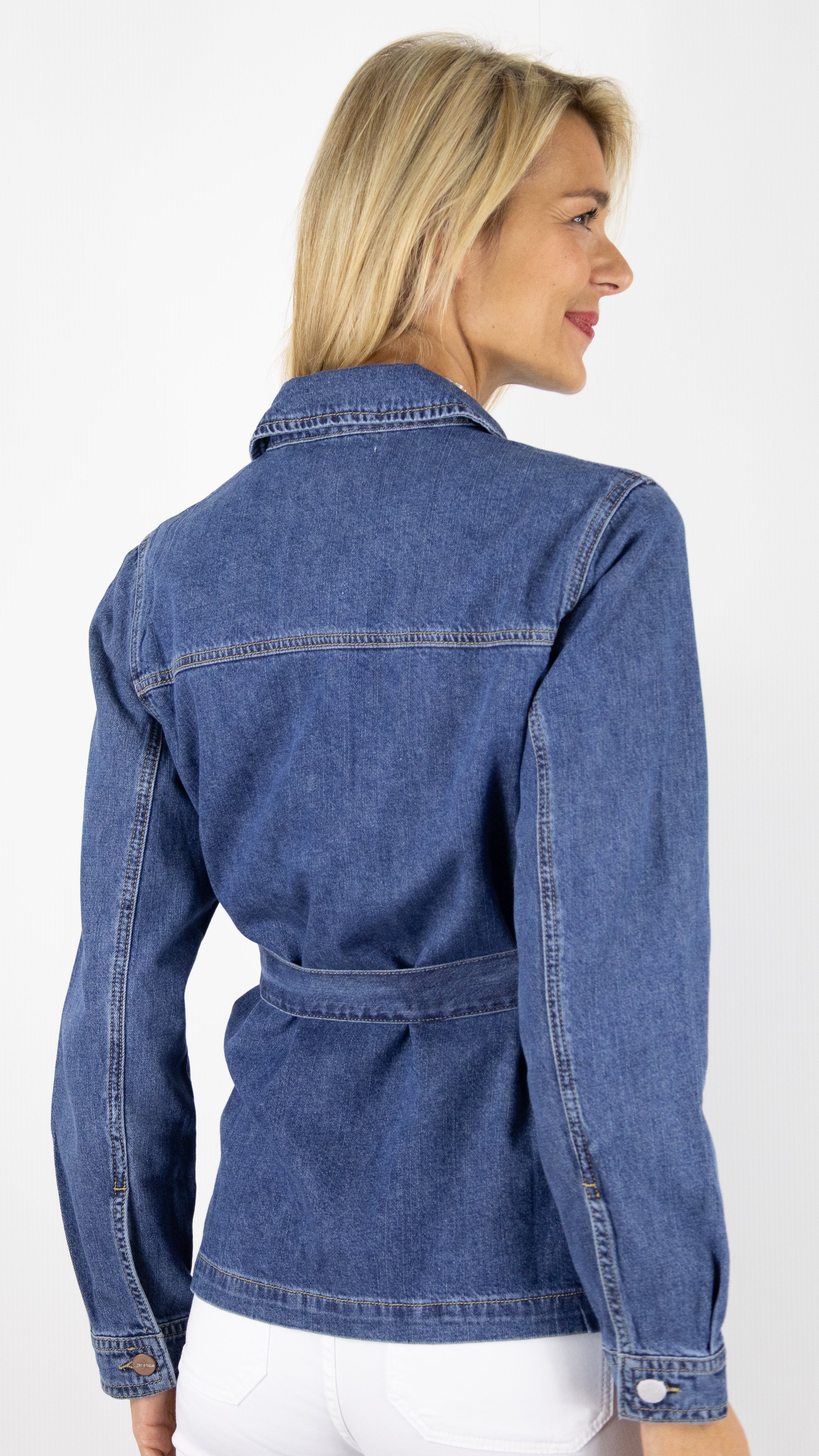 VESTE EN JEANS CEINTUREE JANE BLUE VAGUELETTE DENIM POP