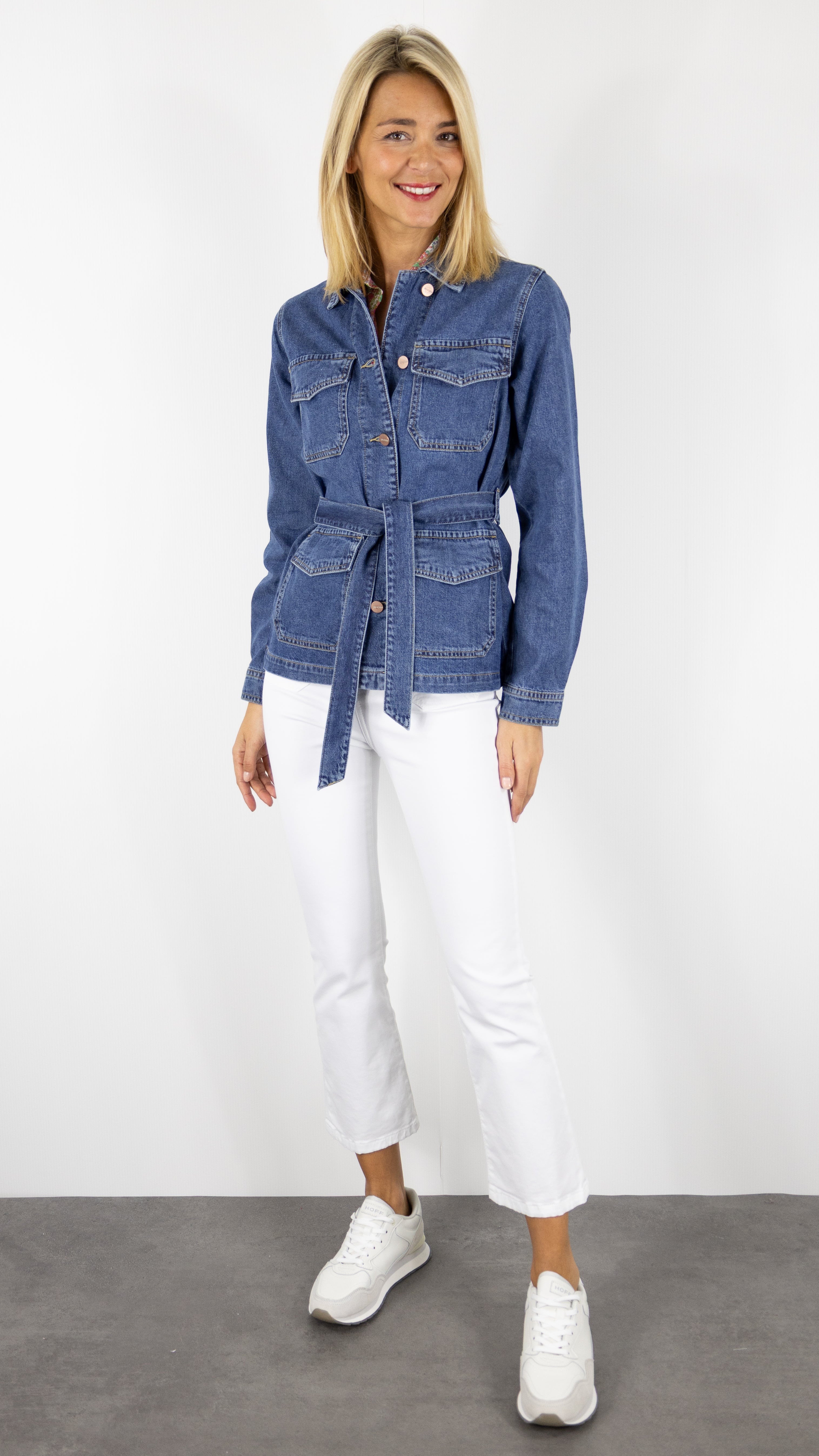 VESTE EN JEANS CEINTUREE JANE BLUE VAGUELETTE DENIM POP