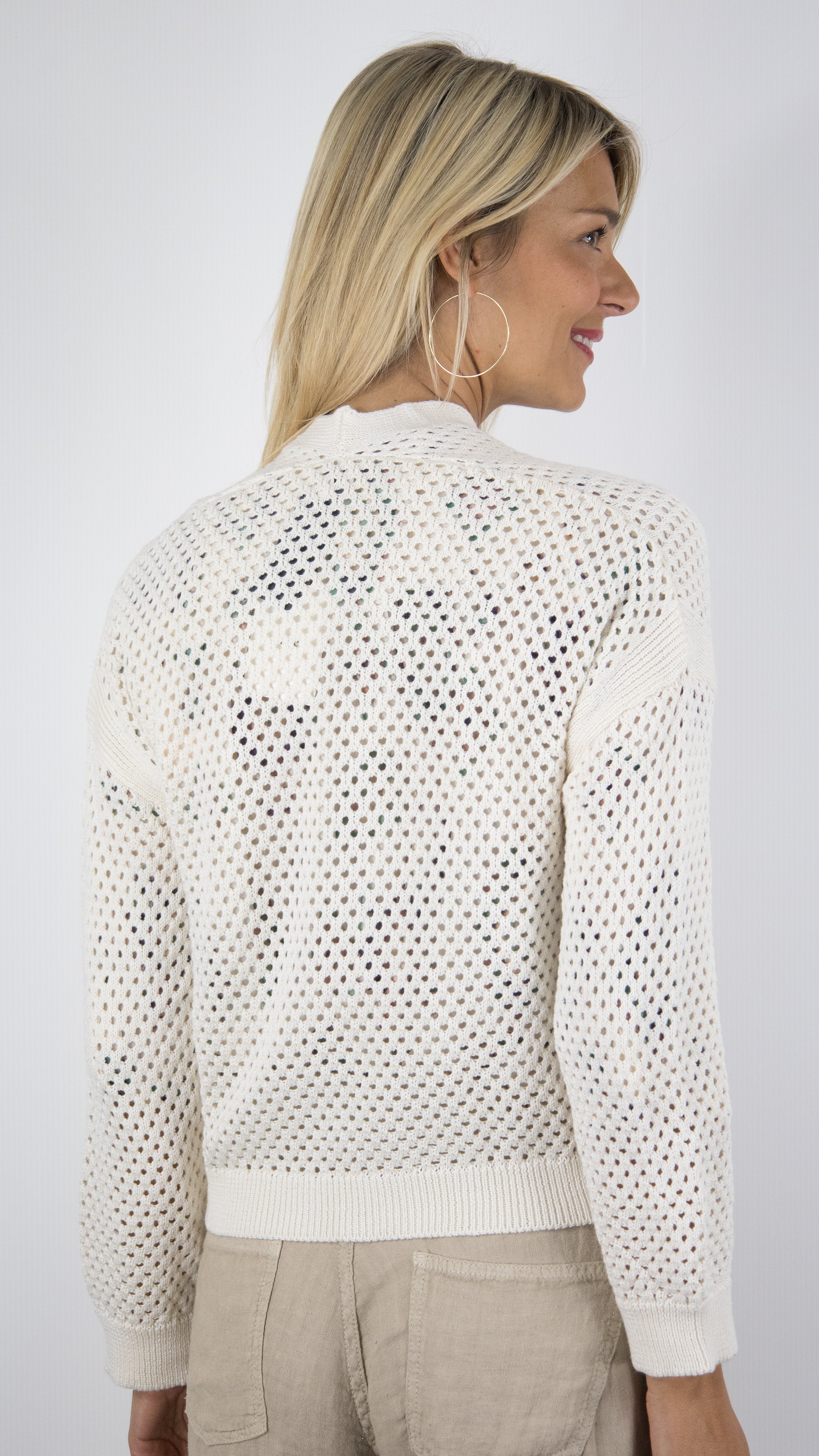 GILET OUVERT EN CROCHET ECRU FEMME AN'GE VALERIO
