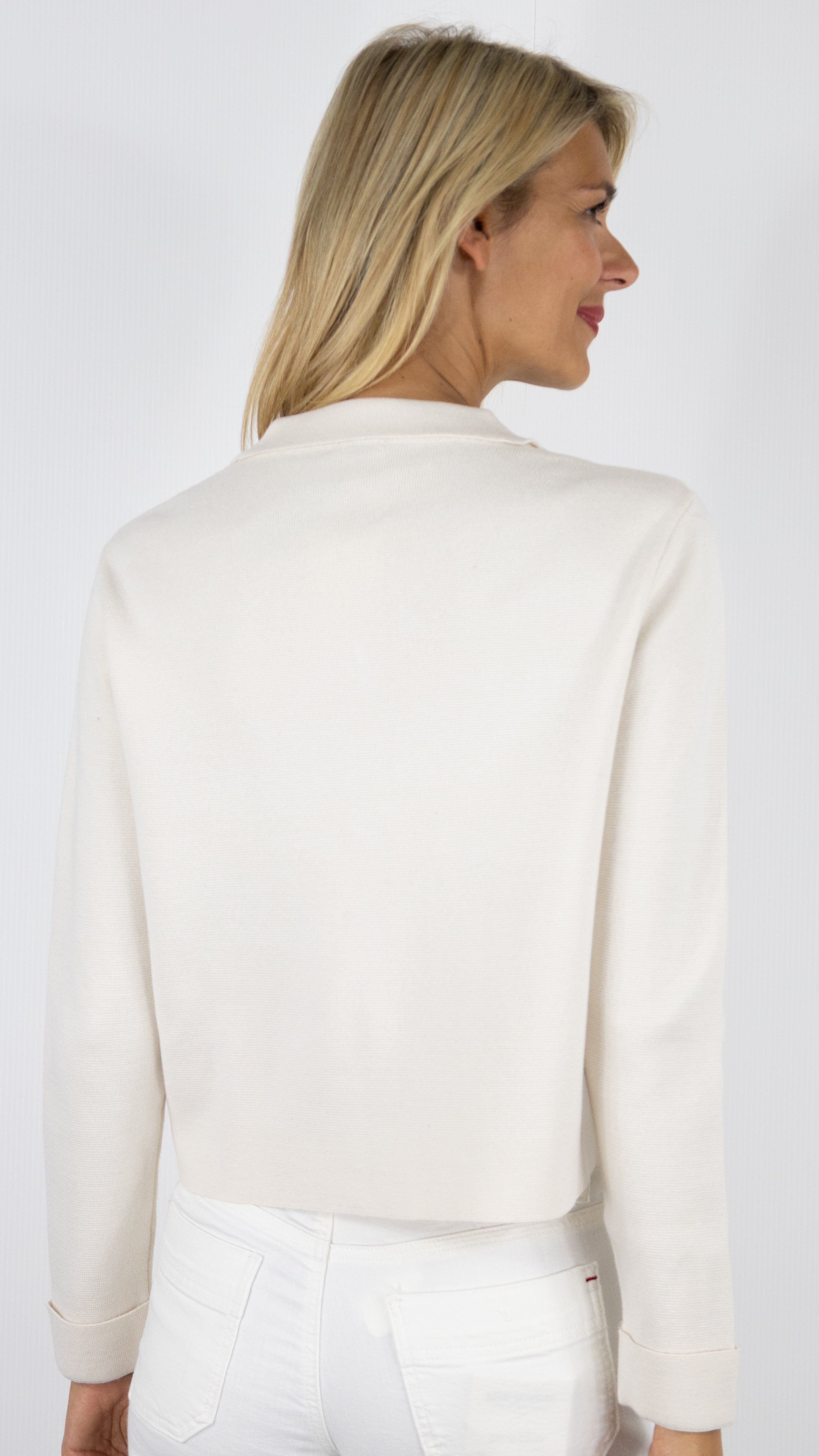 CARDIGAN COL POLO EN COTON ECRU AN'GE VALIMANA