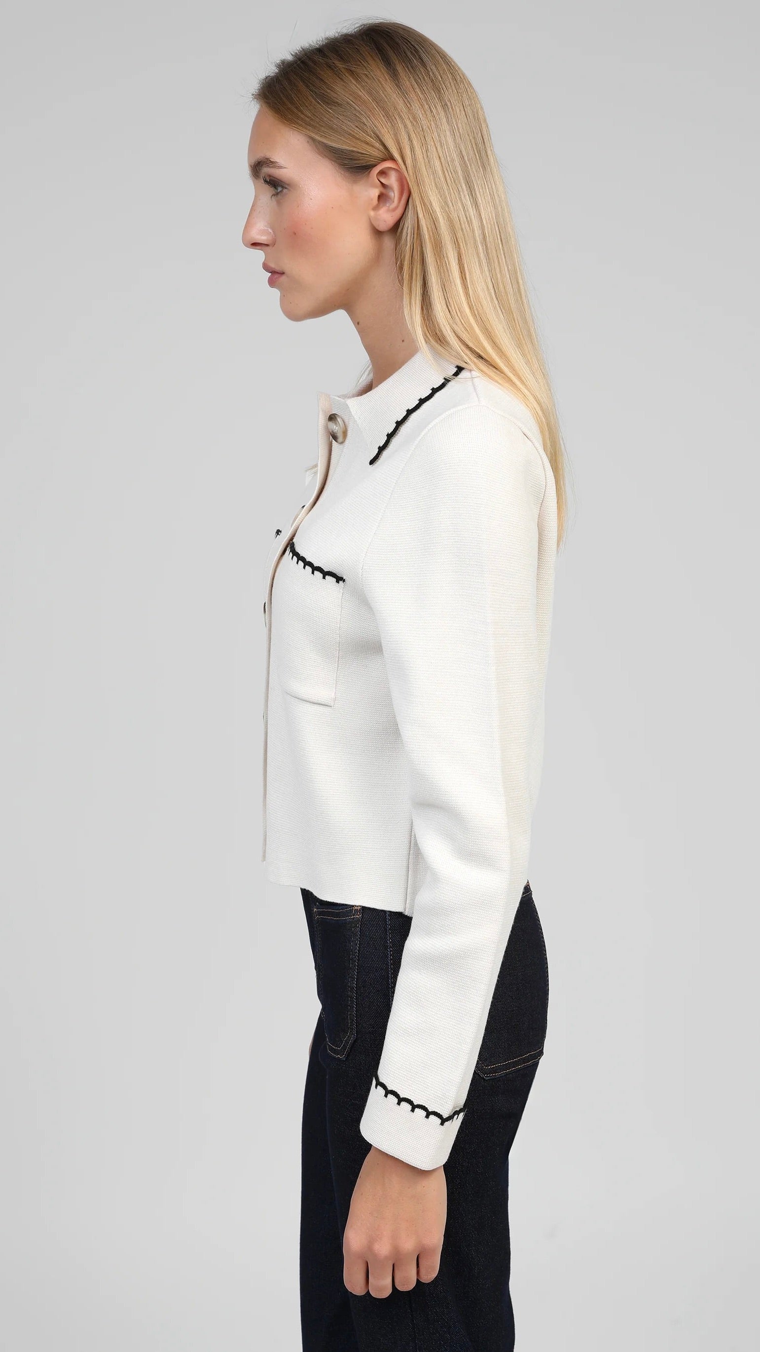 GILET COL POLO EN MAILLE ECRU AN'GE VALINA